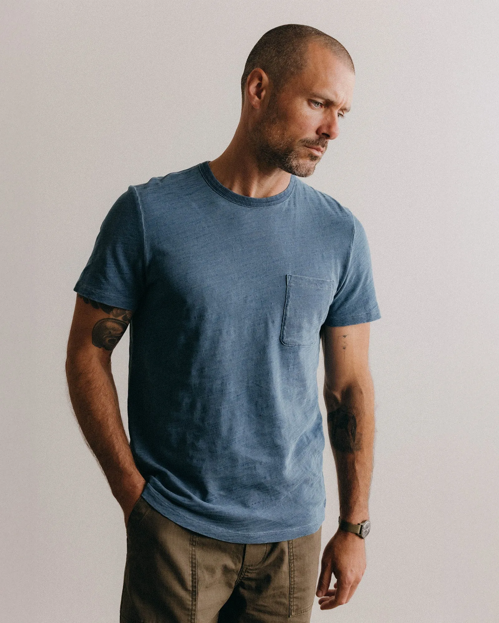 Practical Wear The Organic Cotton Tee in Washed Indigo