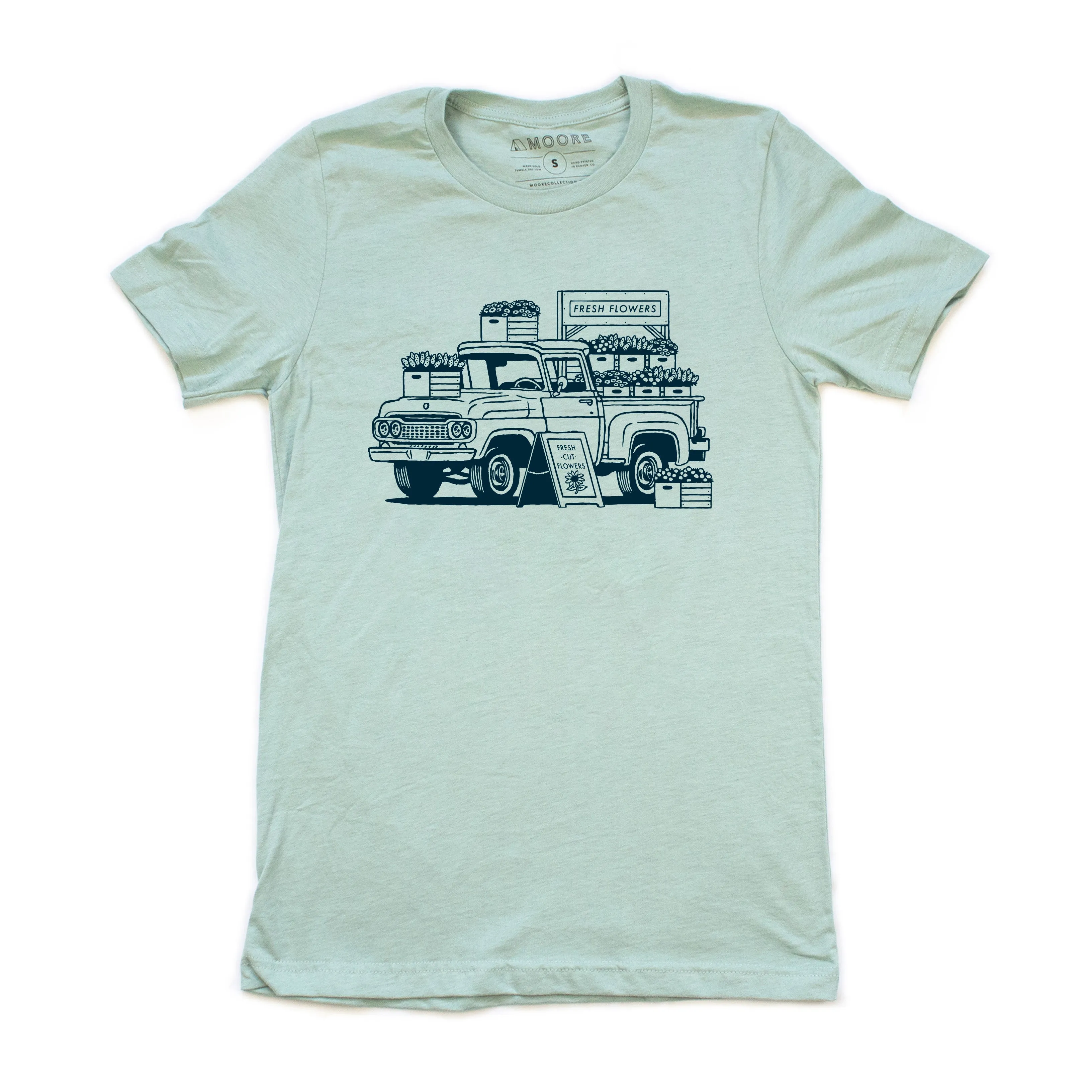 Layering Options SustainableManufacturing Flower Truck Tee-Dusty Blue