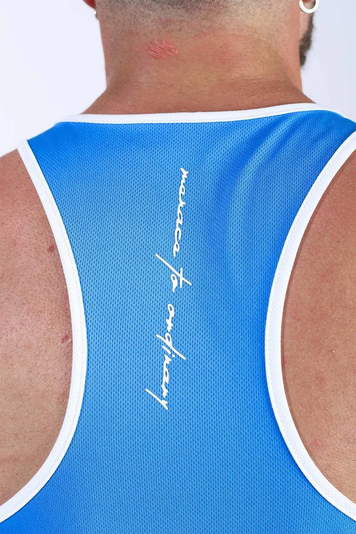 open field Fast-Dry Bodybuilding Workout Stringer - Blue with White