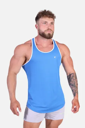 shock - resistance test passed Fast-Dry Bodybuilding Workout Stringer - Blue with White