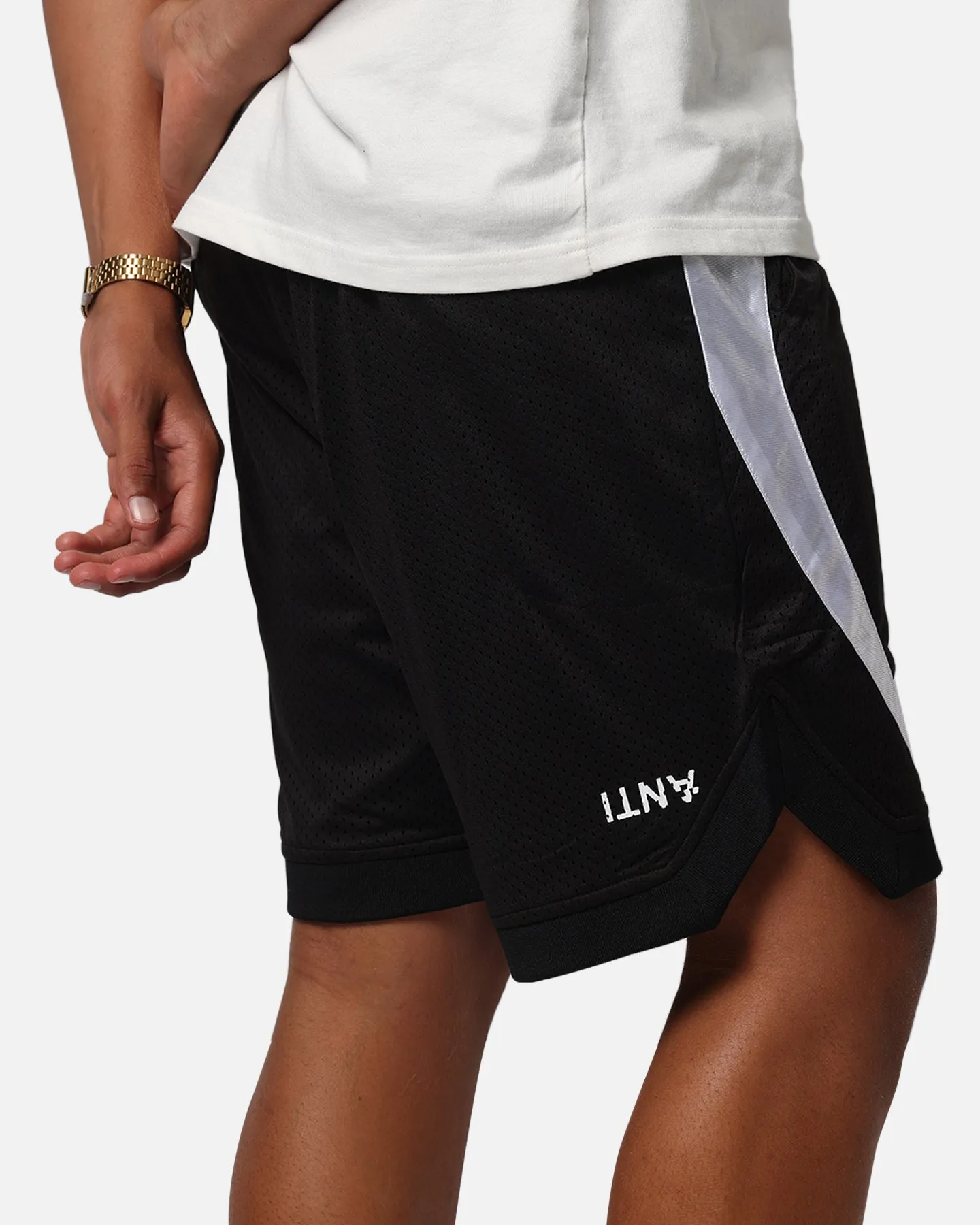 Trendy Vibe Sporty Comfort Fit The Anti Order Sparta Mesh Basketball Shorts Black/White