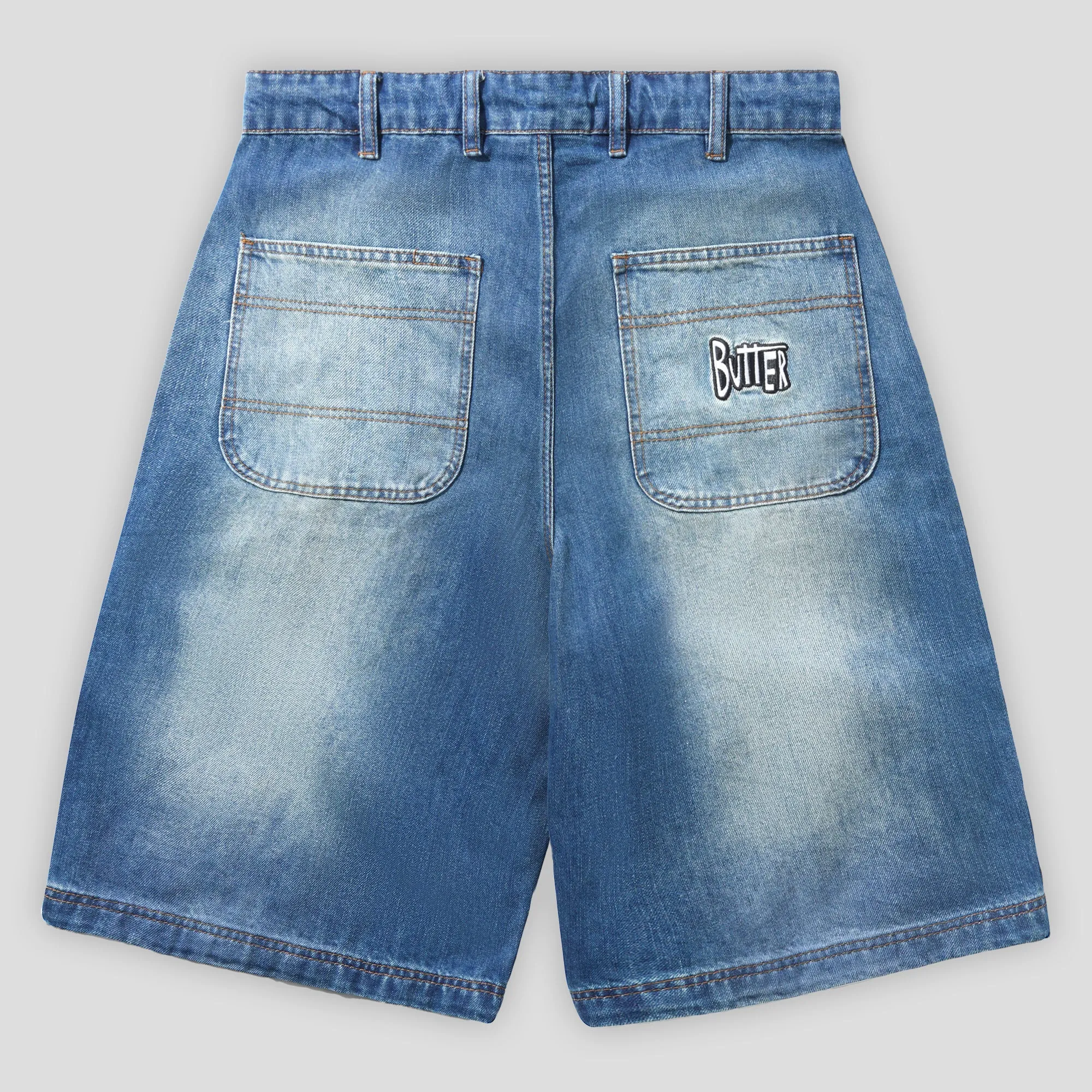 Daily Ready Comfortable Step Butter Goods Spike Work Shorts - Distressed Indigo