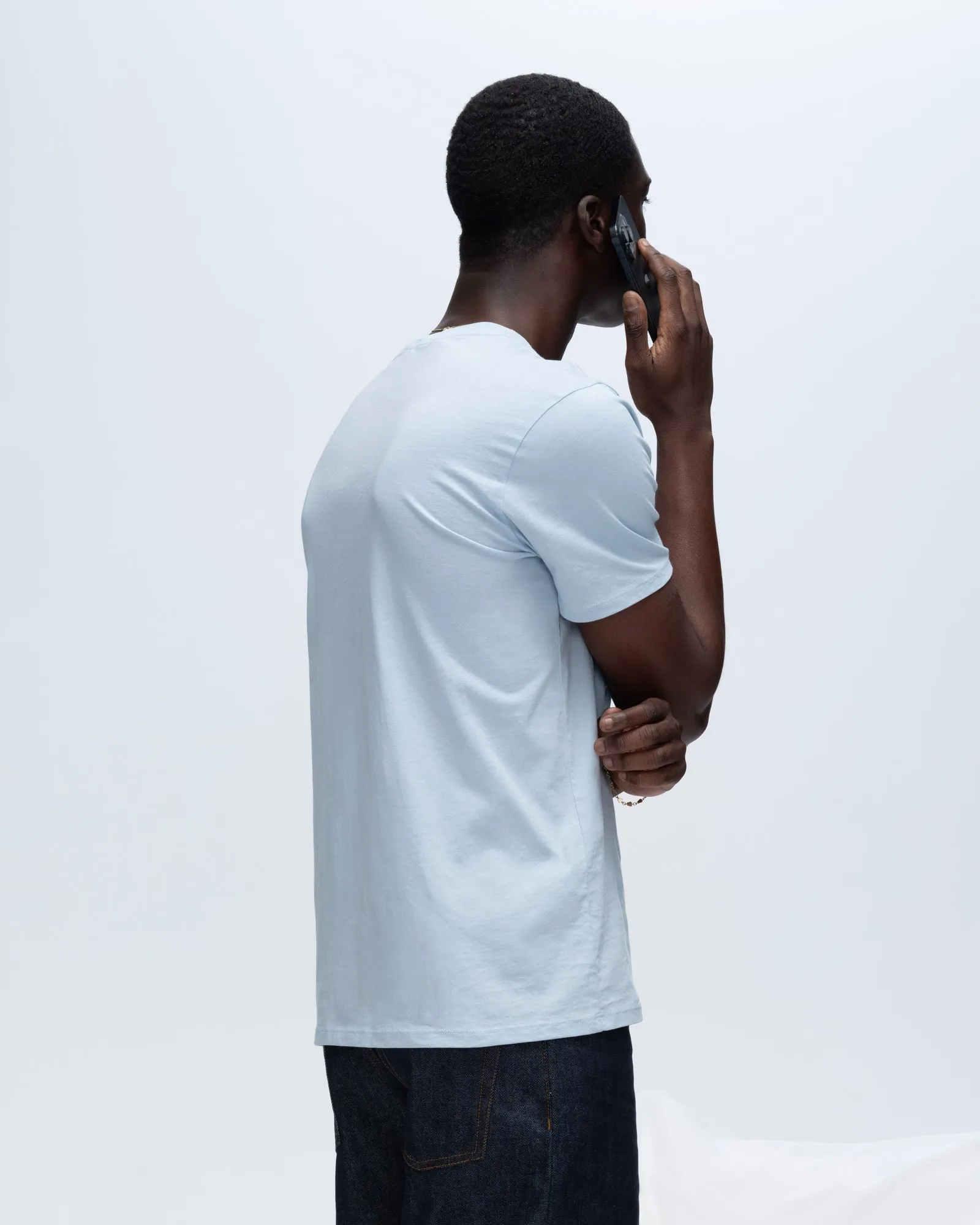 Classic Jersey Crew Neck Tee - Blue Breathable Design Button Down