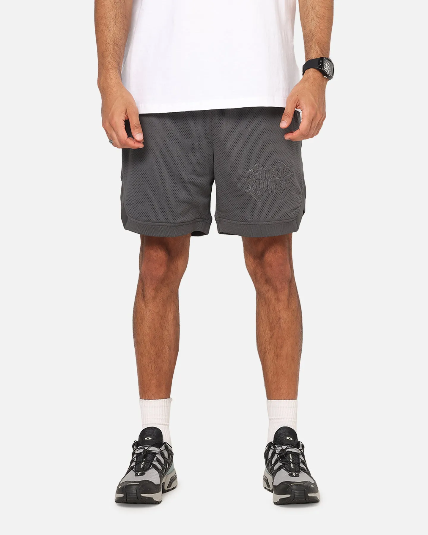 Saint Morta Crested Wing Basketball Shorts Grey Comfort Stretch