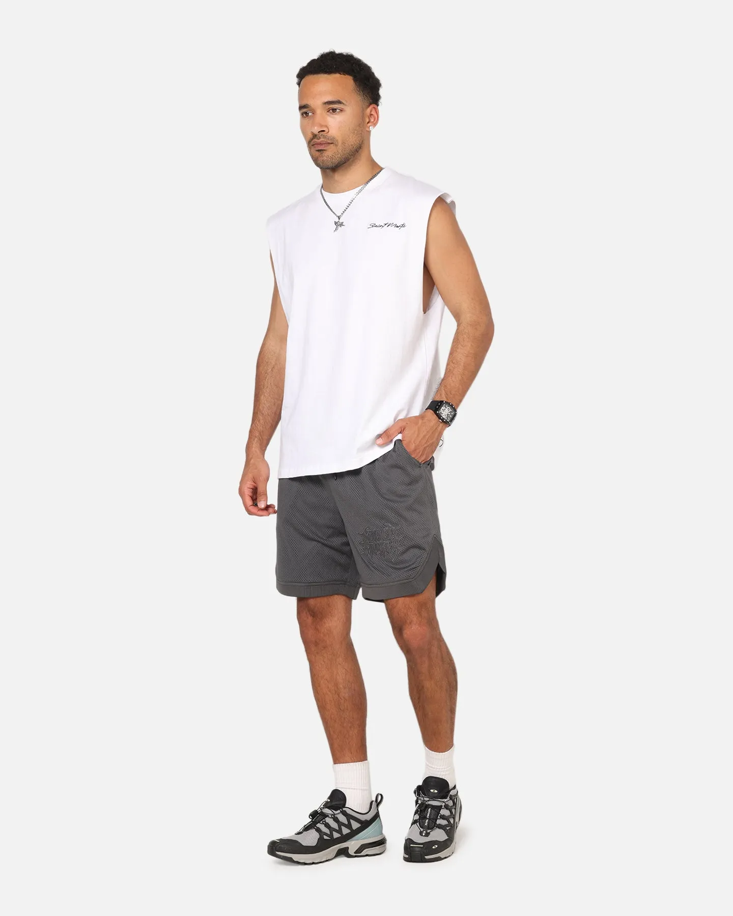 ReflectiveAccents No Bunching Saint Morta Crested Wing Basketball Shorts Grey
