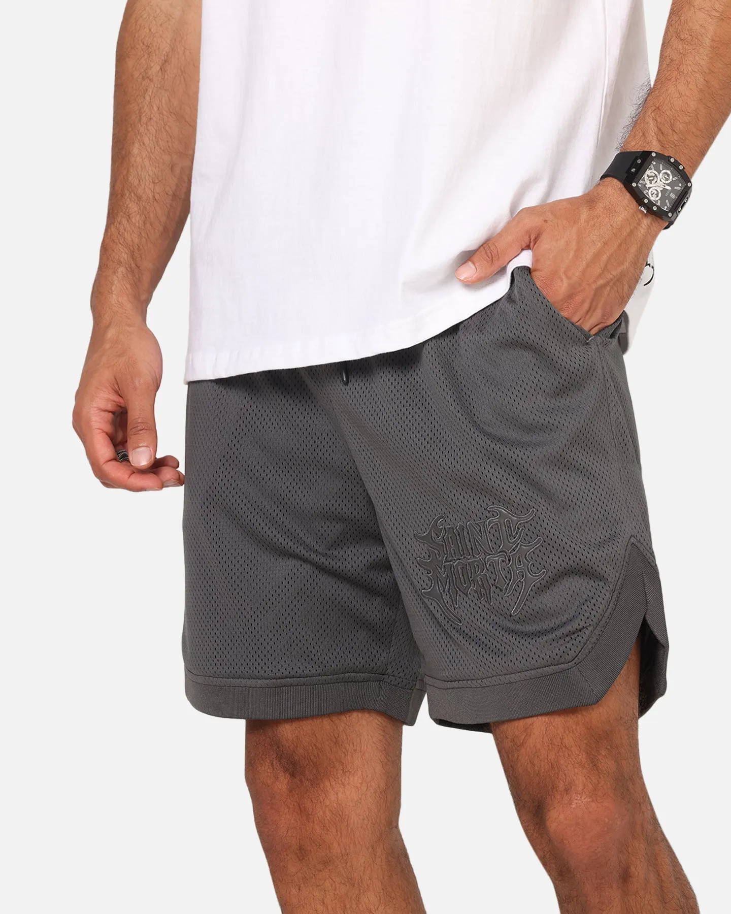 Saint Morta Crested Wing Basketball Shorts Grey Casual Active Festival wear