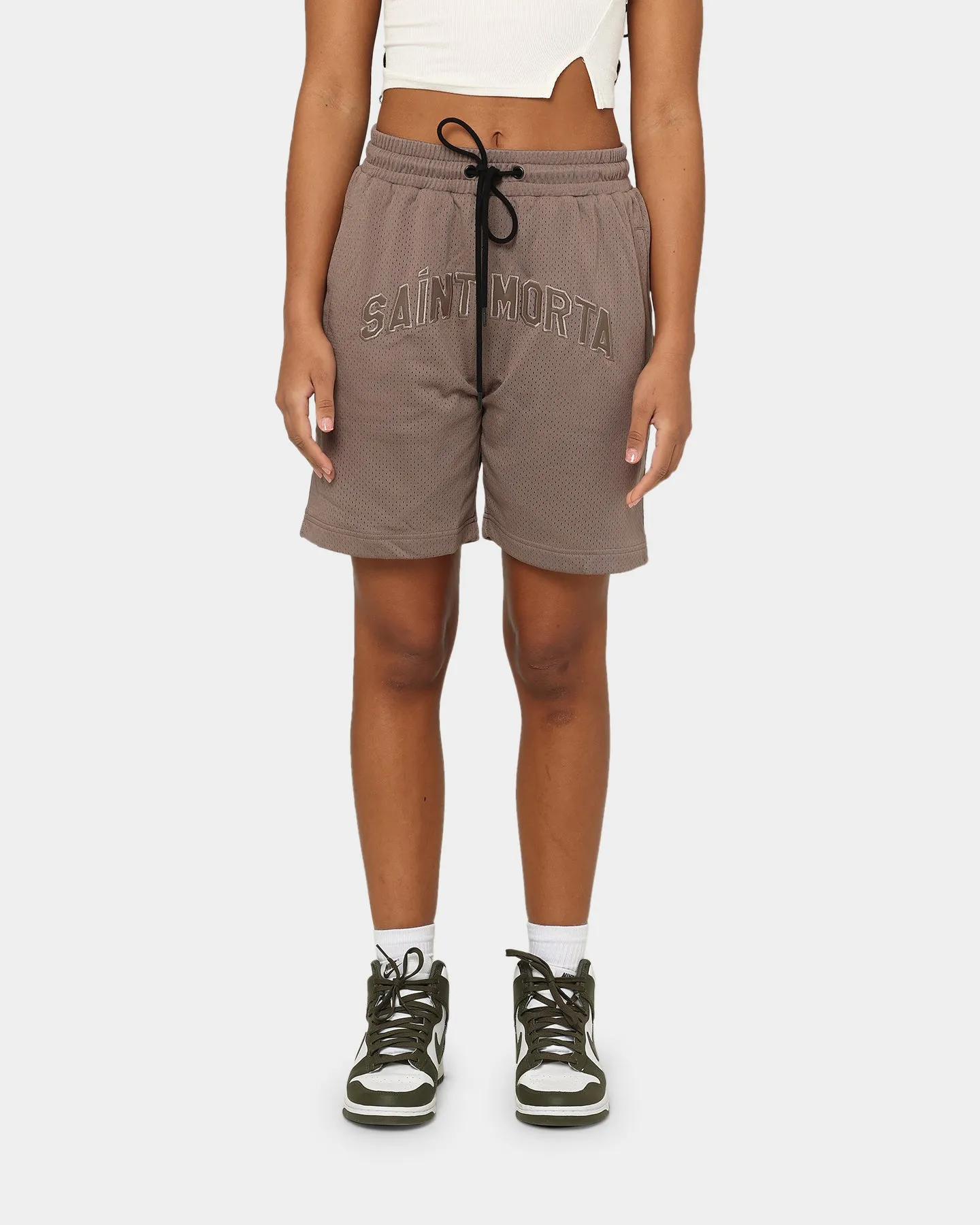 High Durability Weave Saint Morta Kingdom Basketball Shorts Dark Brown