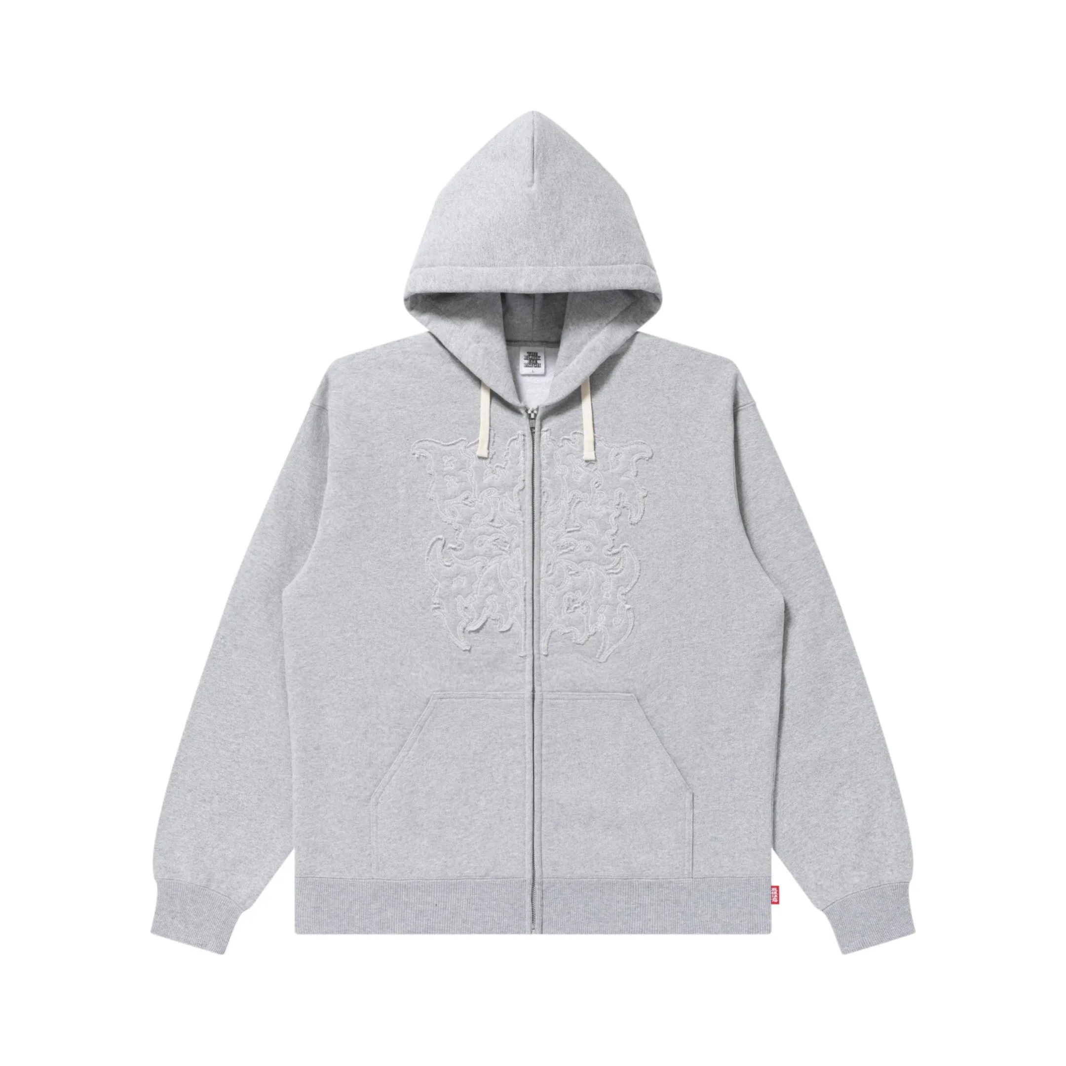 METAL LOGO FABRIC-STITCHED ZIP HOODIE HEATHER GRAY Essential Bold Comfortable Layers
