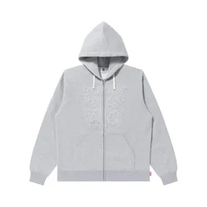 Urban Fit METAL LOGO FABRIC-STITCHED ZIP HOODIE HEATHER GRAY