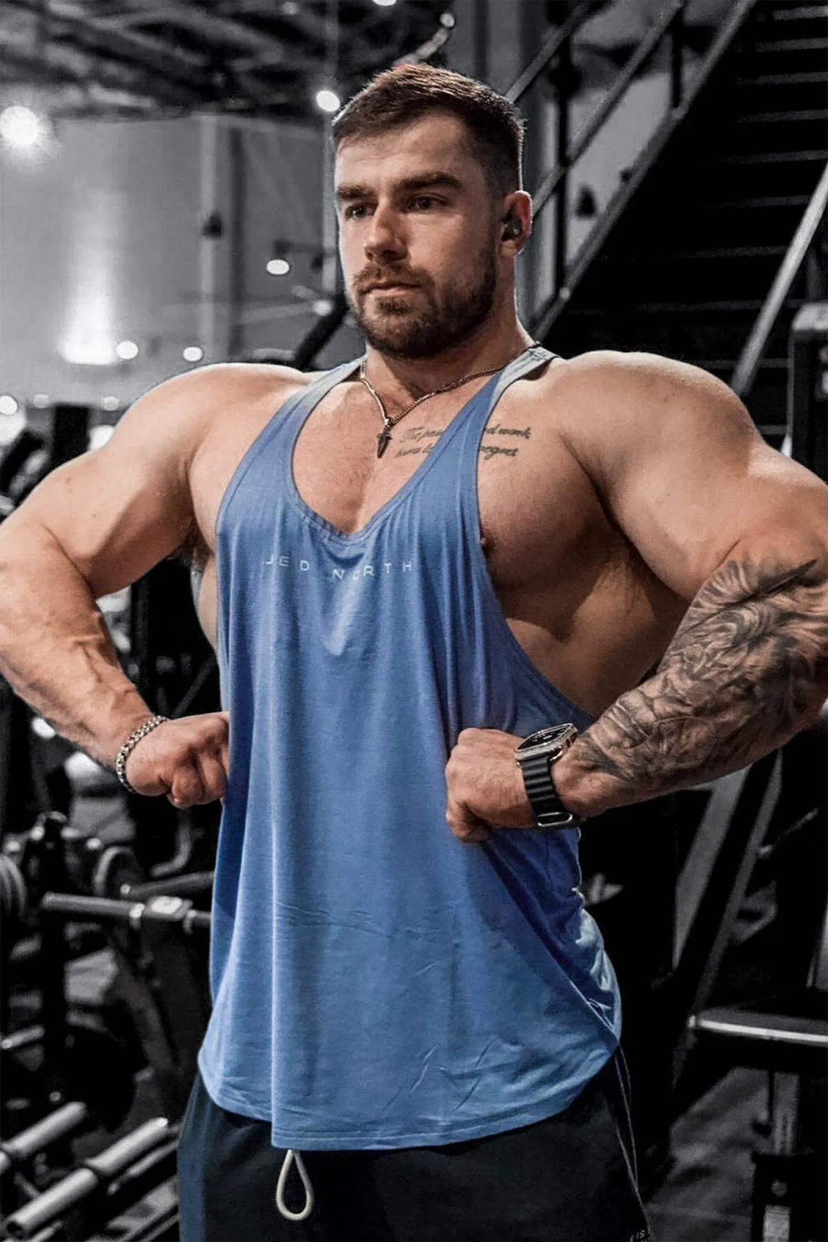 Classic Bodybuilding Racerback Stringer - Blue Storage