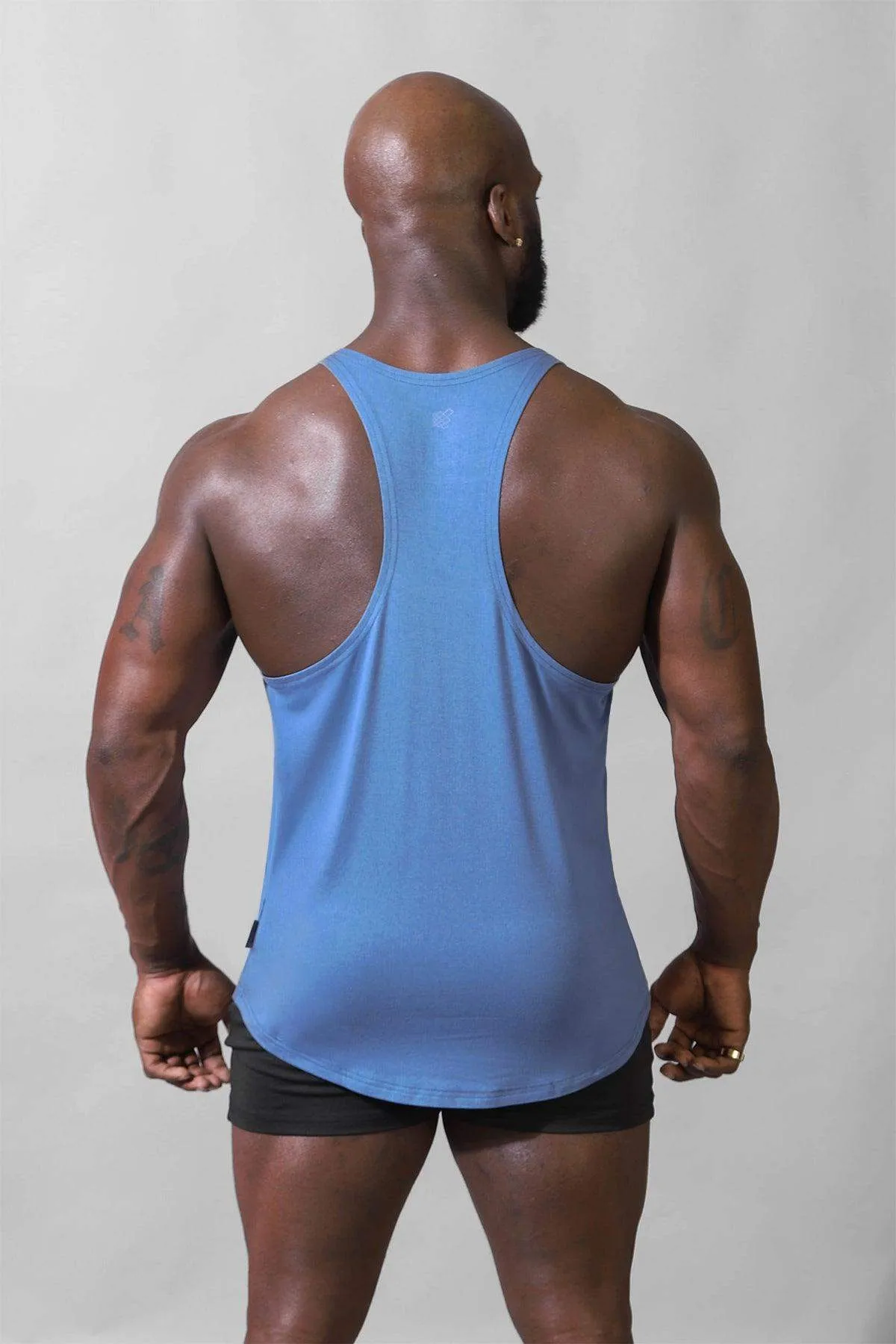 Reinforced Hem competitive price Classic Bodybuilding Racerback Stringer - Blue