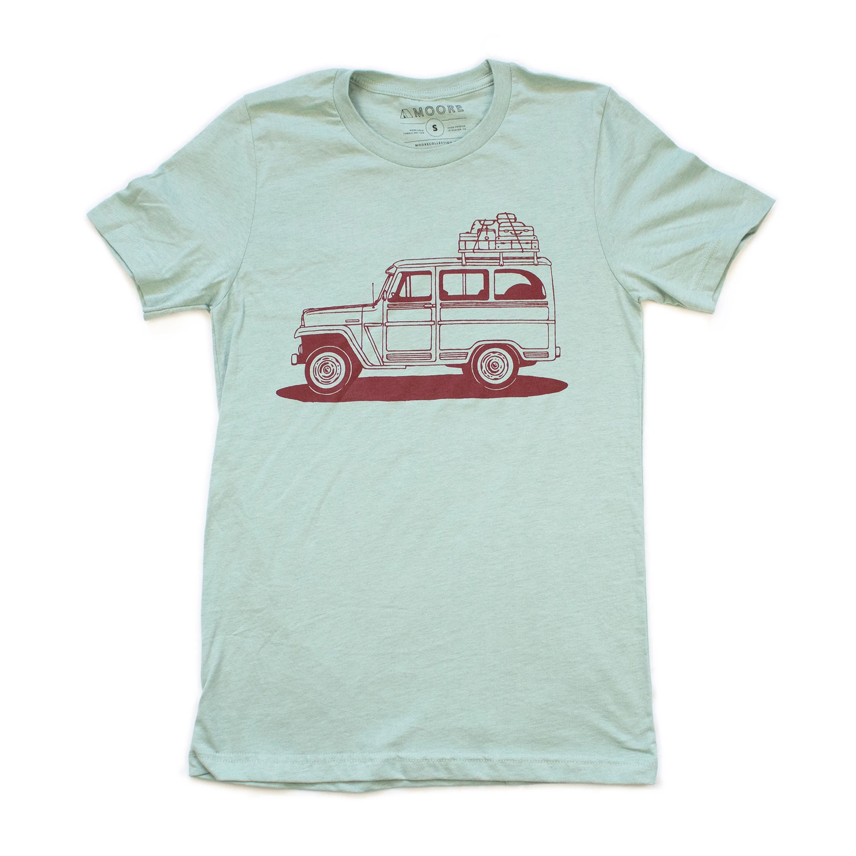Willy Wagon Tee-Dusty Blue Breathable Look All-Season Comfort Wear