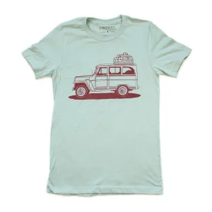 Willy Wagon Tee-Dusty Blue Breathable Look All-Season Comfort Wear