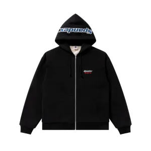 SPANDEX LOGO ZIP HOODIE BLACK Neutral palette Relaxed Fit Hoodie