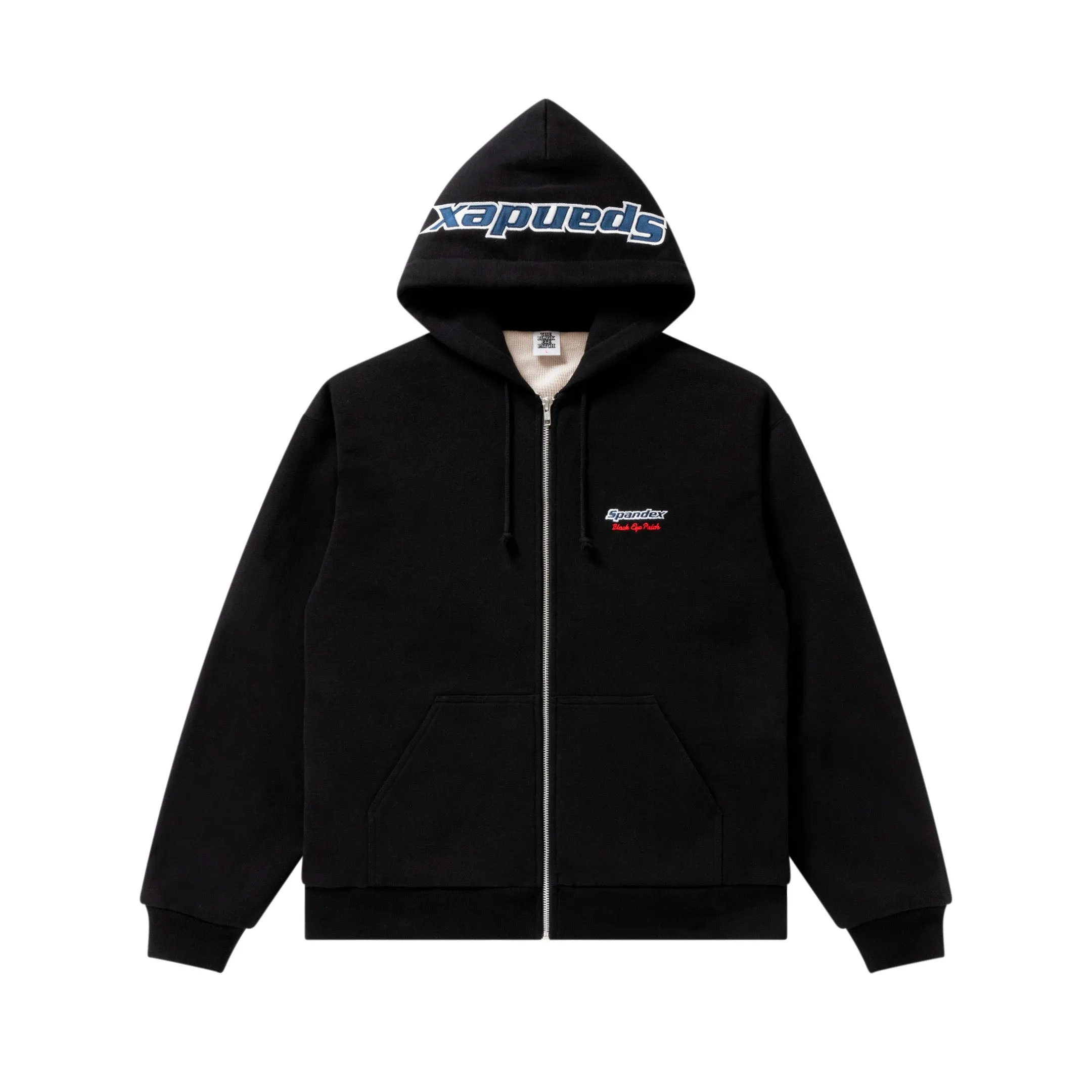 SPANDEX LOGO ZIP HOODIE BLACK Adjustable