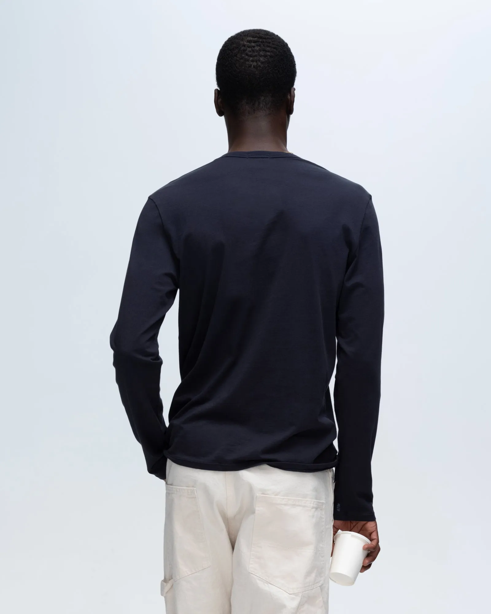 Smooth Jersey Texture Classic Jersey Long Sleeve Henley - Midnight