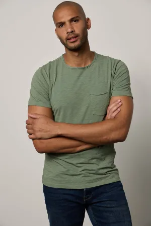 Breathable Stretch Fit CHAD RAW EDGE COTTON SLUB POCKET TEE