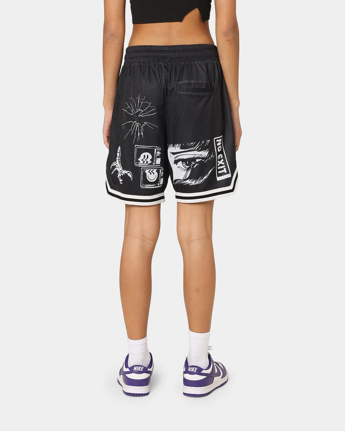 All Day Comfort Goat Crew Patchwork Shorts Black/White