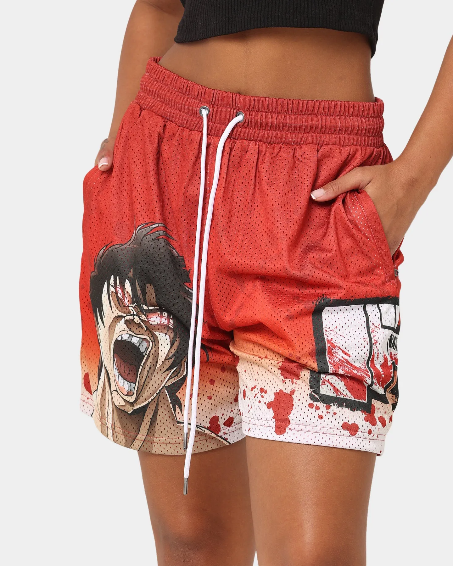 Goat Crew X Baki Hanma Baki Mesh Shorts Burnt Orange No Ride Up