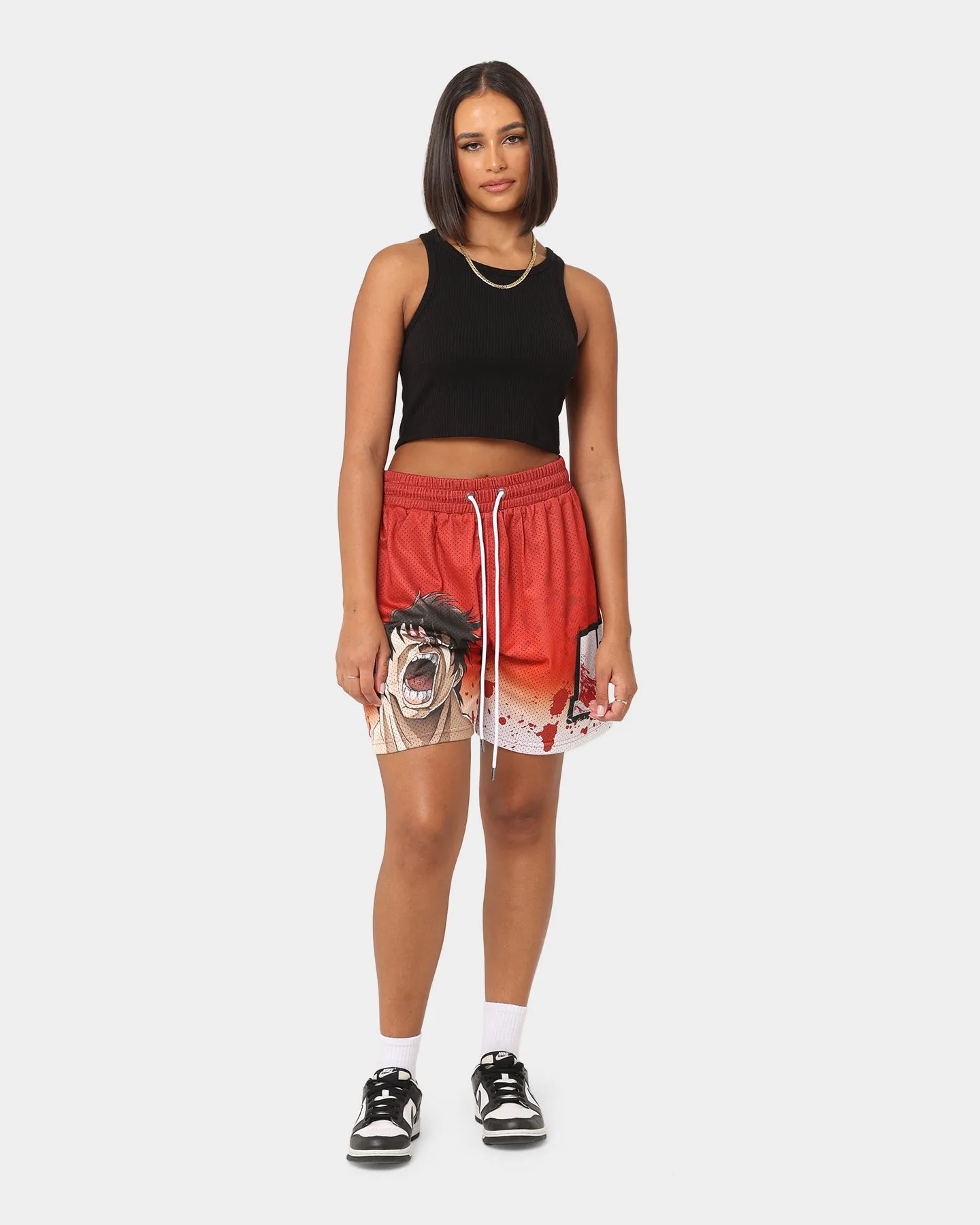 Goat Crew X Baki Hanma Baki Mesh Shorts Burnt Orange Mesh Fabric