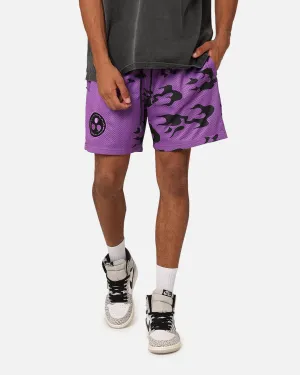 Goat Crew X Naruto Curse Mark Mesh Shorts Purple/Black Soft Stretch Seamless Comfort