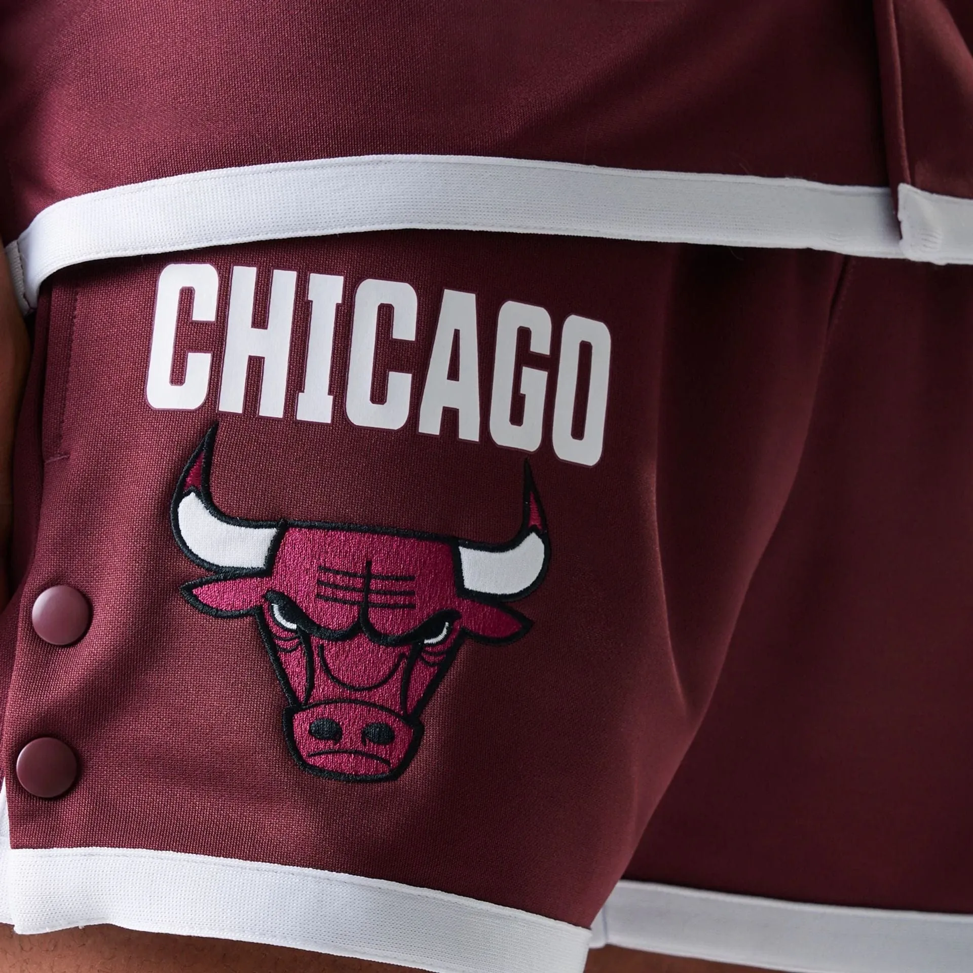 Chicago Bulls NBA Snap Button Dark Red Shorts Cotton Blend
