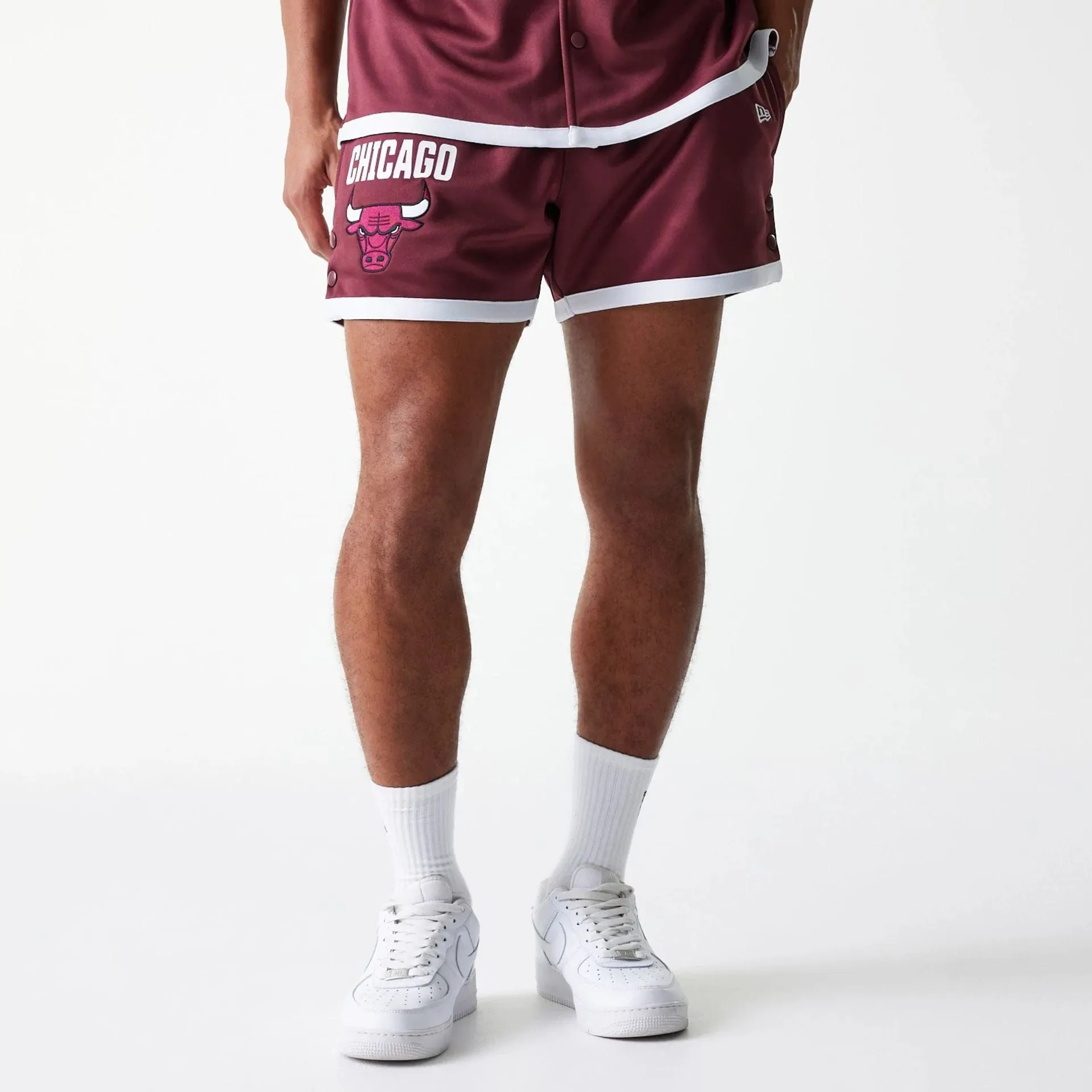 ethical fashion Chicago Bulls NBA Snap Button Dark Red Shorts