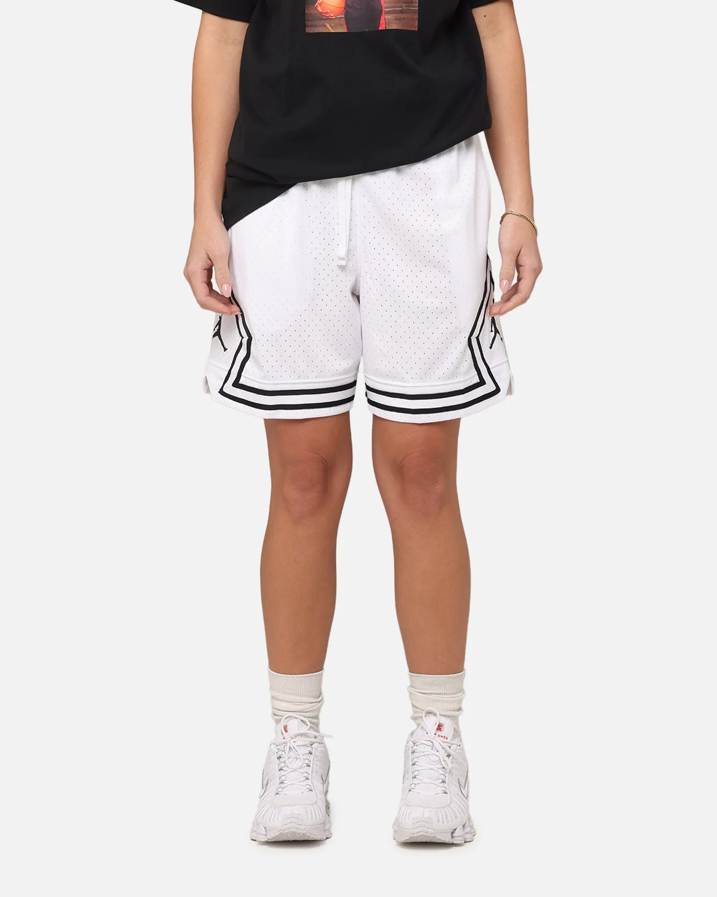 Jordan Dri-FIT Sport Diamond Shorts White/Black/Black stretchy fabric