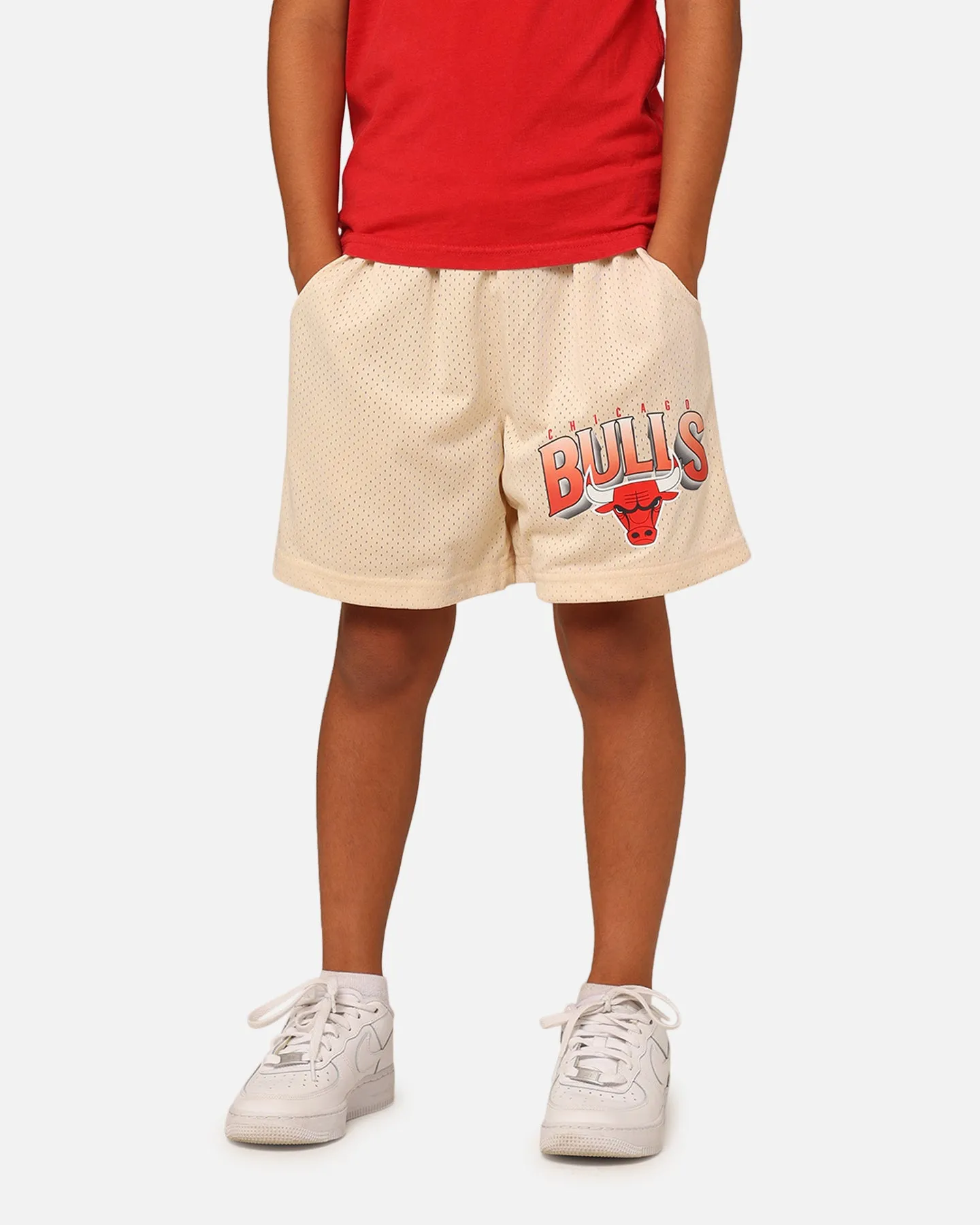 NBA Kids' Chicago Bulls Newark Mesh Shorts Light Oat Breathable wear Compact Storage Pocket