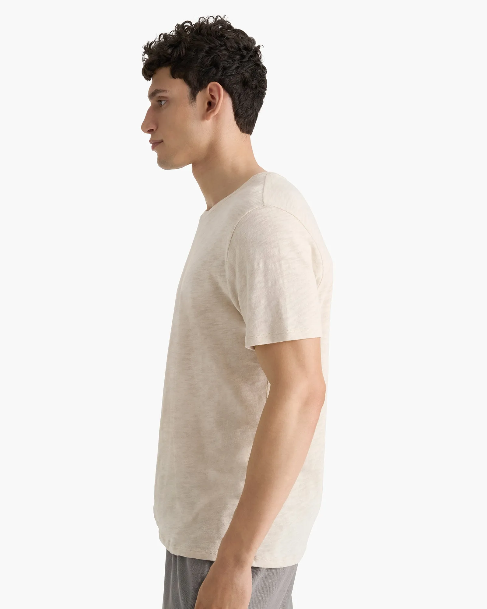 Slub Jersey Crew Neck Tee - Bleached Oak Casual Mode