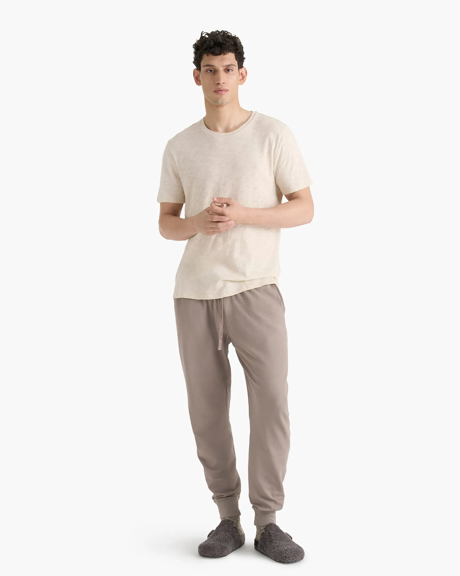 Slub Jersey Crew Neck Tee - Bleached Oak Roomy Design