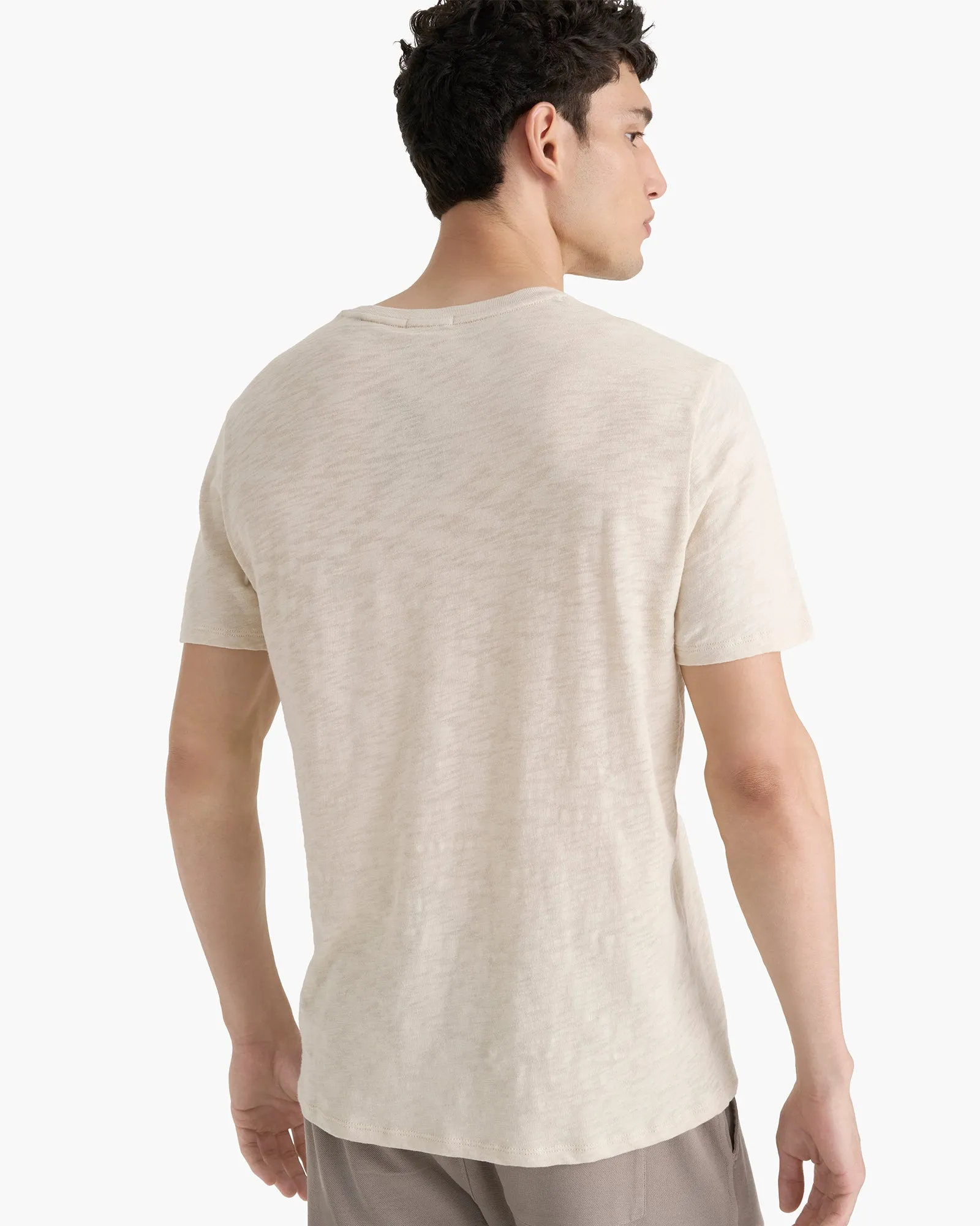 LightweightBlend EcoConscious Processing Slub Jersey Crew Neck Tee - Bleached Oak