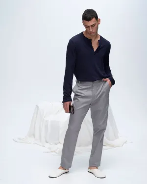 Breathable Performance Fit Slub Jersey Destroyed Wash Henley - Midnight