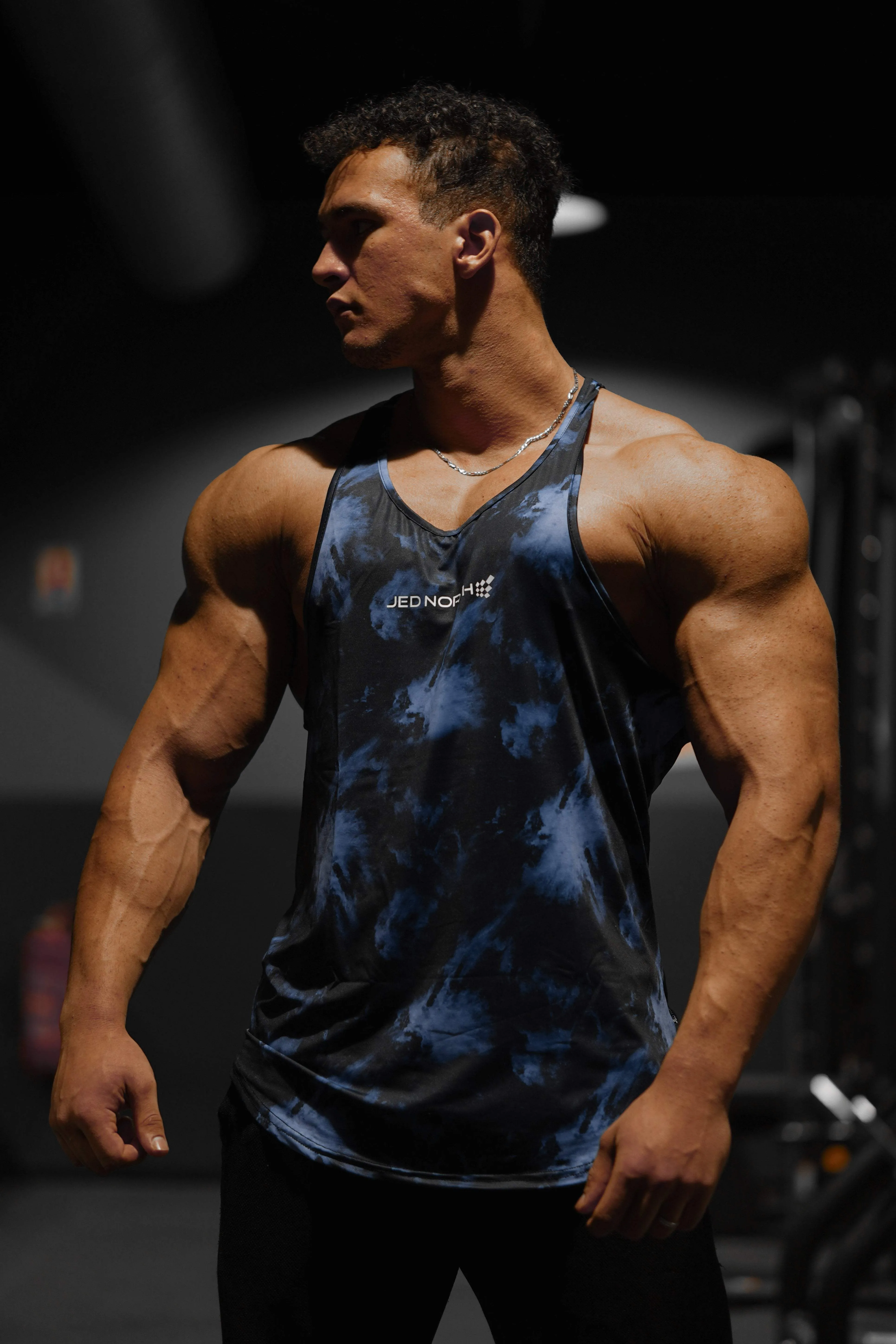 Hydration Pocket individual users Graphic Muscle Stringer - Abstract Blue