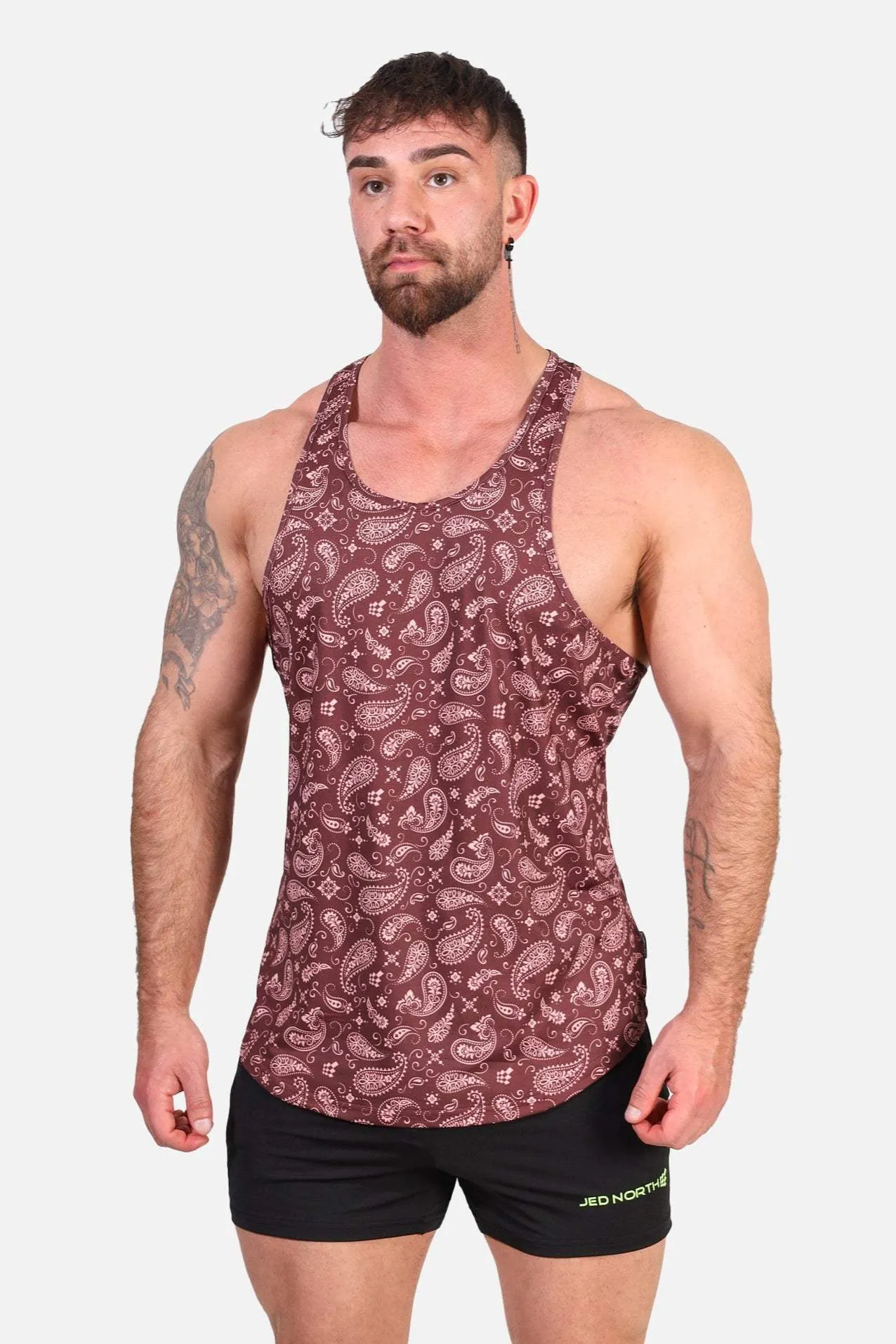 Evaluation - based Graphic Muscle Stringer - Maroon Paisley