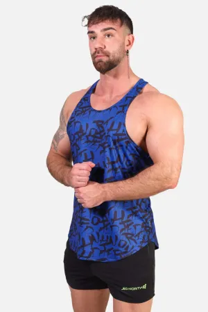 Graphic Muscle Stringer - Navy Graffiti powerful engine Multi Panel Design