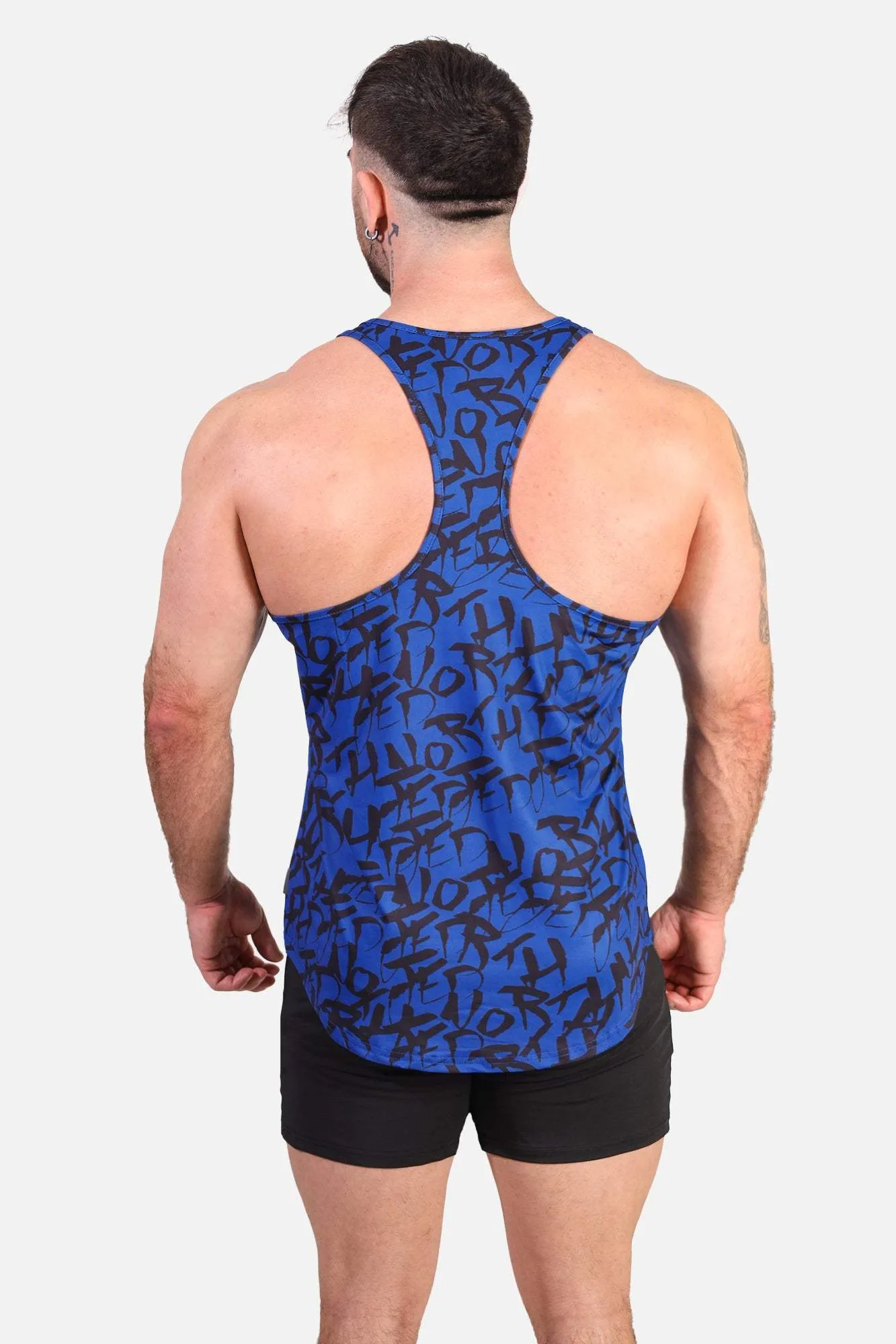 Active Wear Graphic Muscle Stringer - Navy Graffiti
