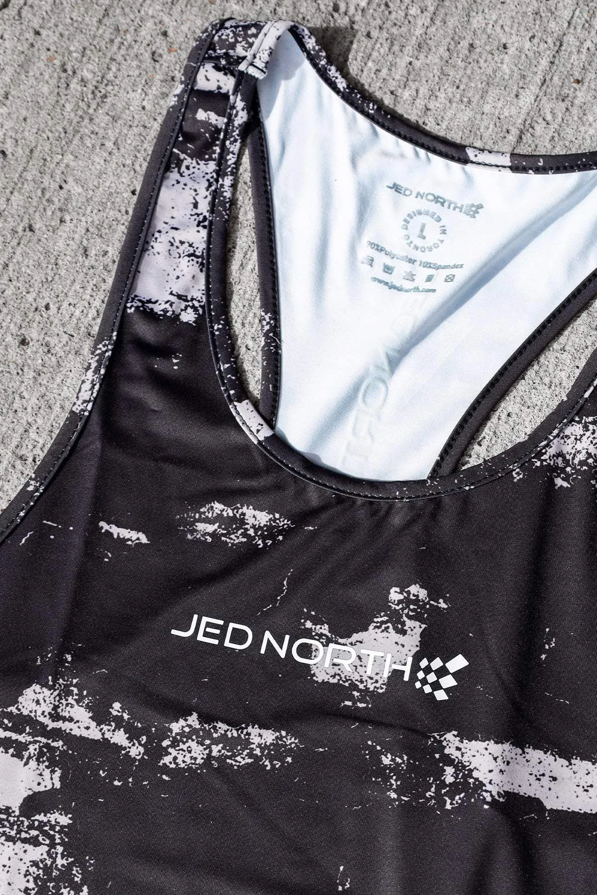 Ultra Fine Microfiber Blend Anti - wear Graphic Muscle Stringer - Silver Brush Strokes