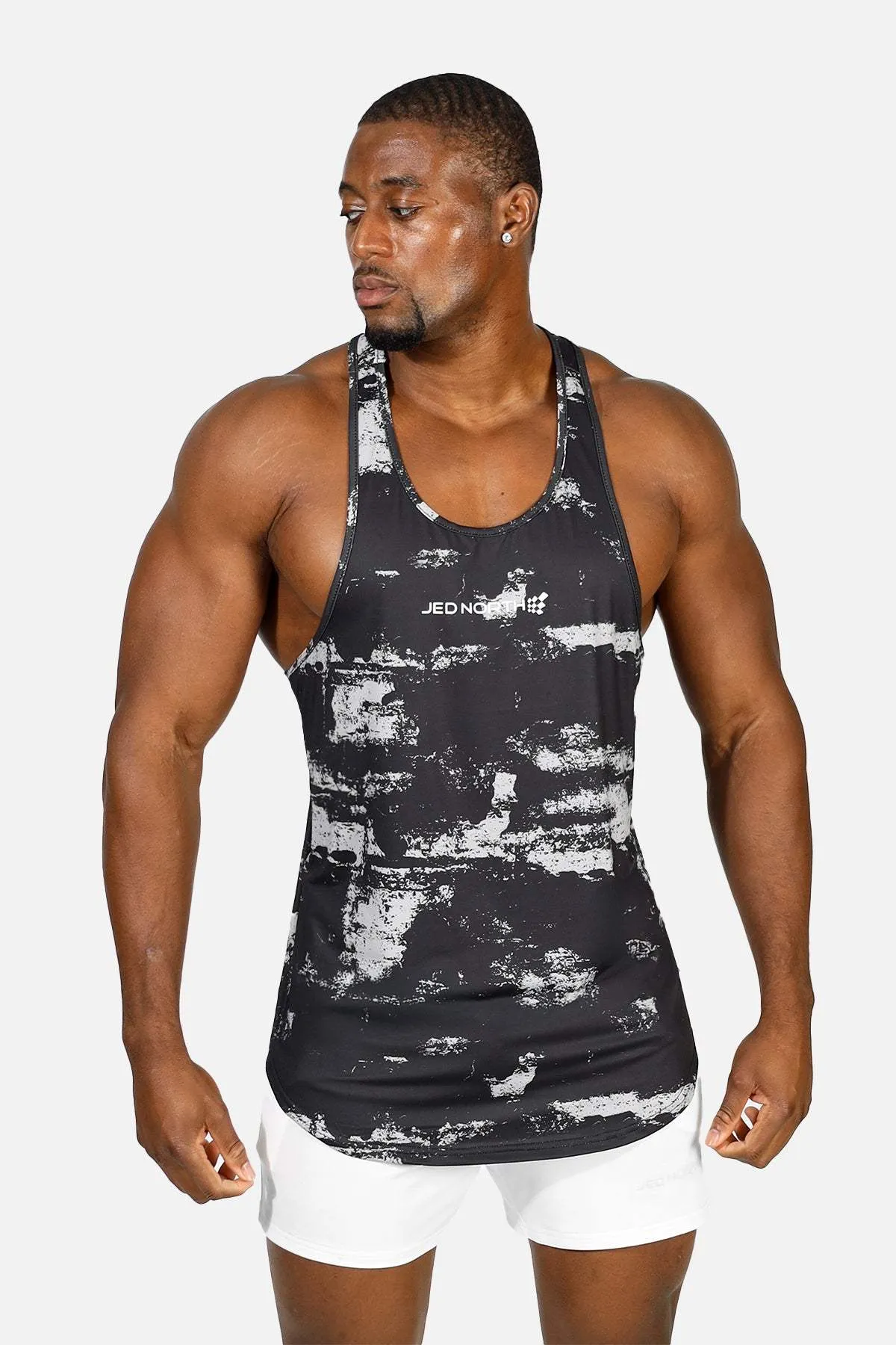Graphic Muscle Stringer - Silver Brush Strokes Law - enforcement - applicable Quick Access Pocket