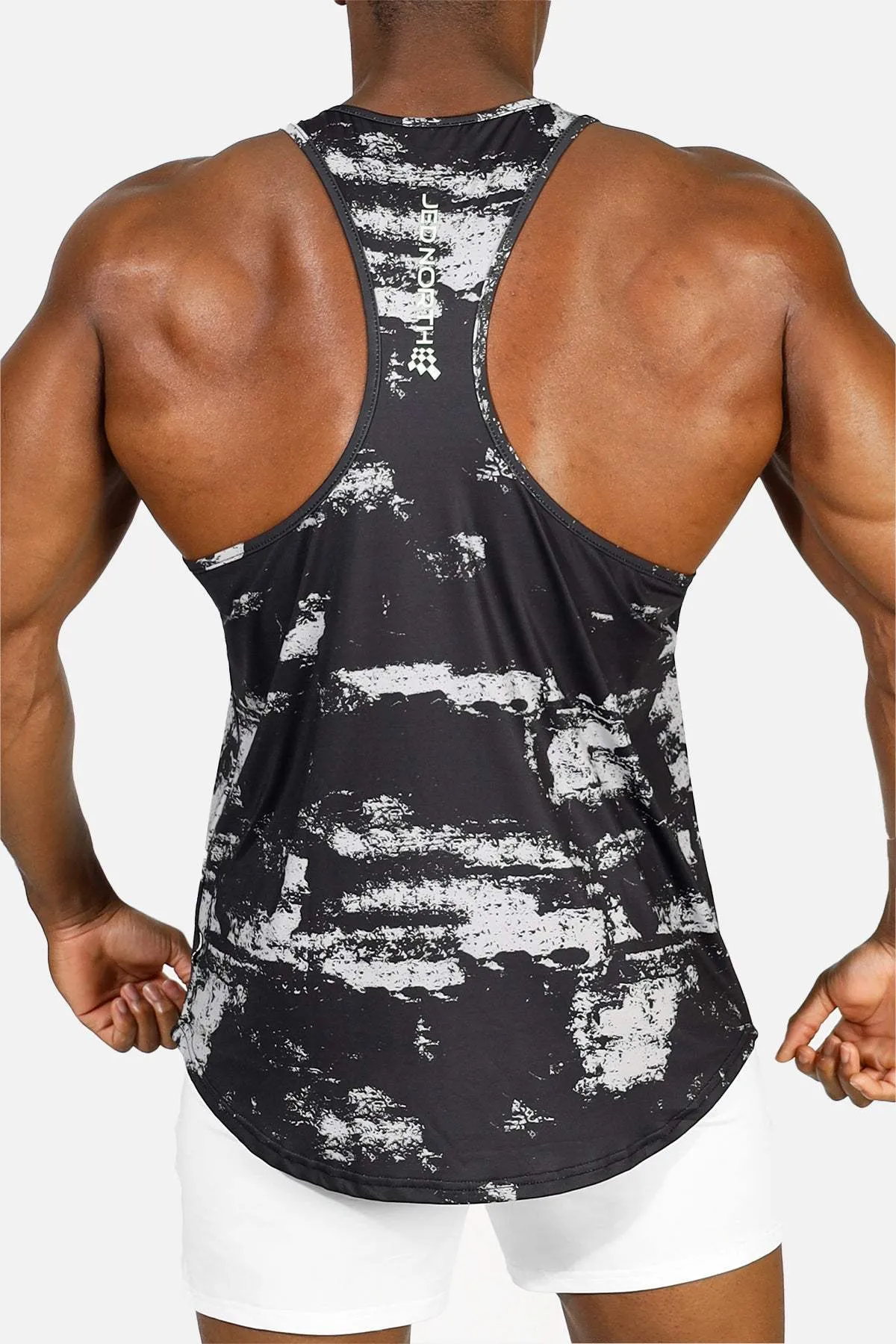 Street Style Graphic Muscle Stringer - Silver Brush Strokes