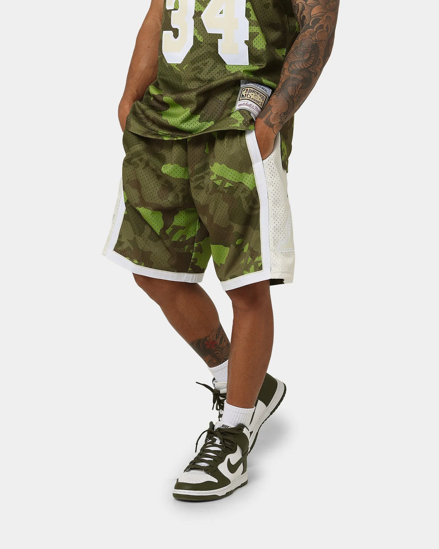 Mitchell & Ness Los Angeles Lakers '96-'97 Camo Swing Shorts Green Camo All Day Flex Fit