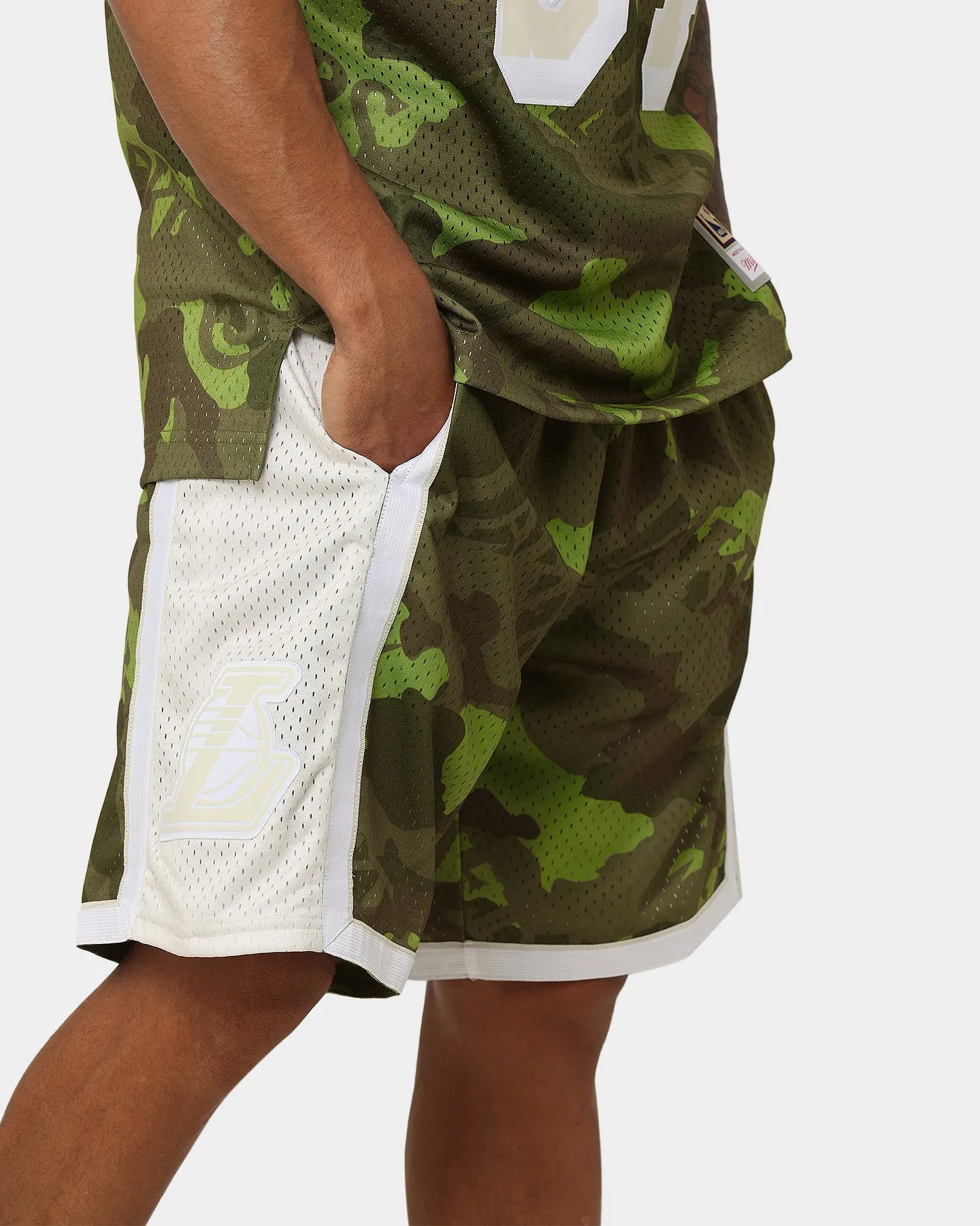 Mitchell & Ness Los Angeles Lakers '96-'97 Camo Swing Shorts Green Camo athletic clothing Fitness Enthusiast