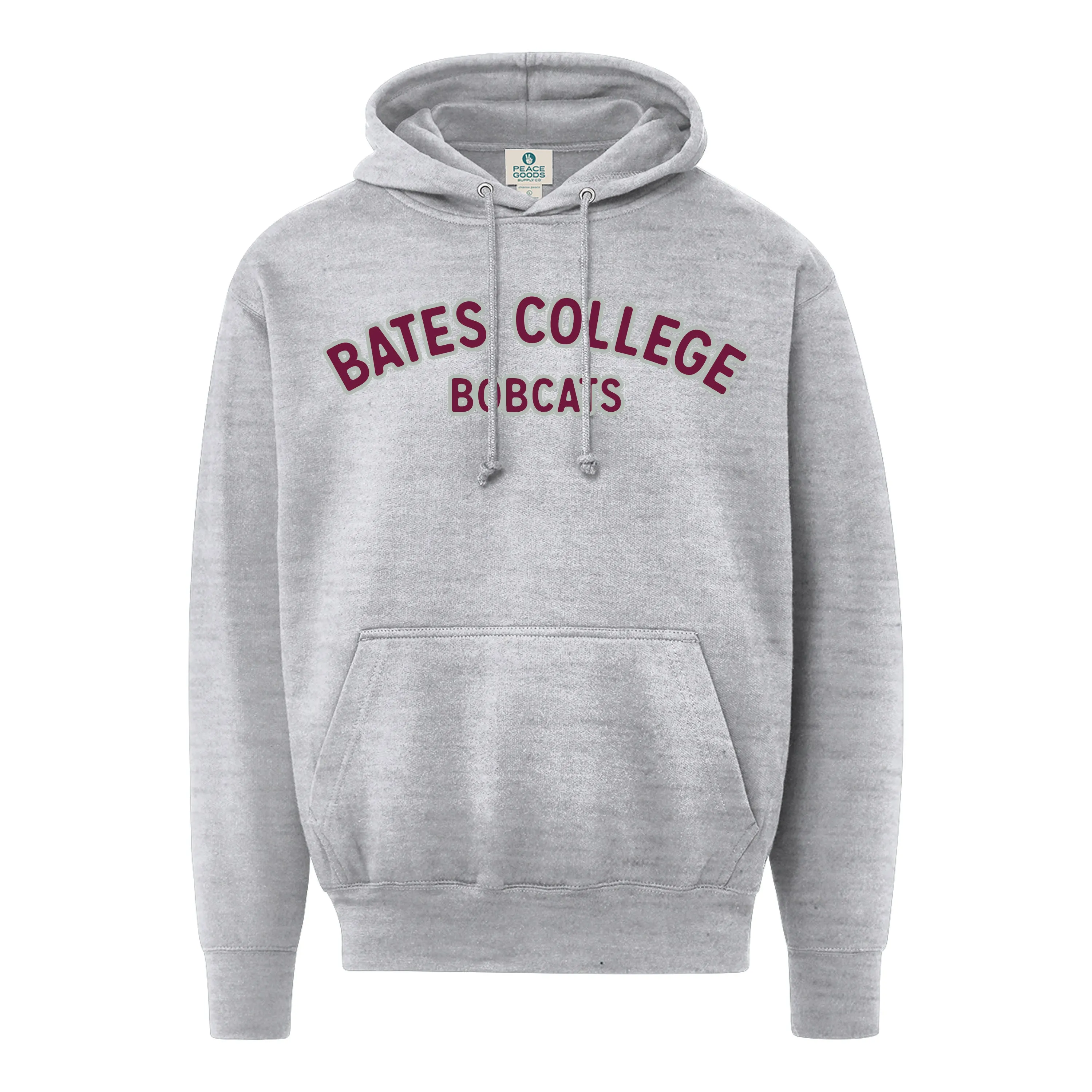 Grey Peace Fleece BATES COLLEGE BOBCATS Applique Sweatshirt Embroidered Detail