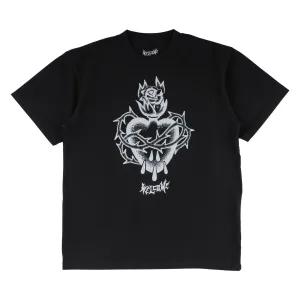 Hallowed Printed Boxy Garment-Dyed Tee - Black petite size Breathable touch