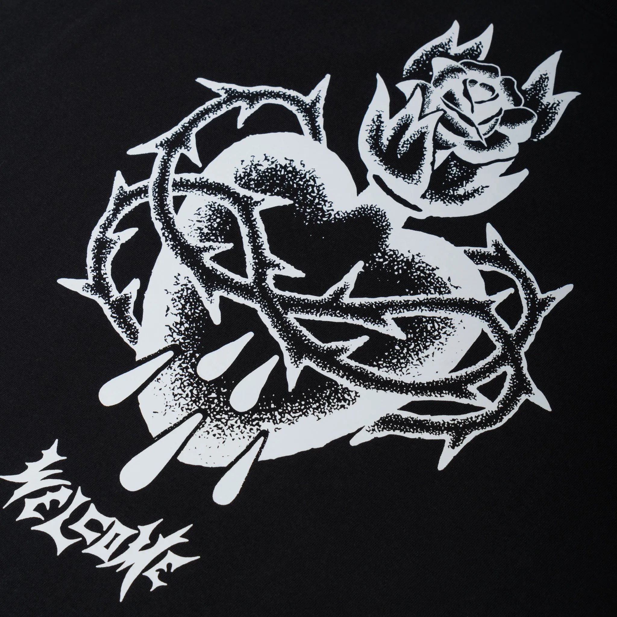 Hallowed Printed Boxy Garment-Dyed Tee - Black Cross Grain Knit