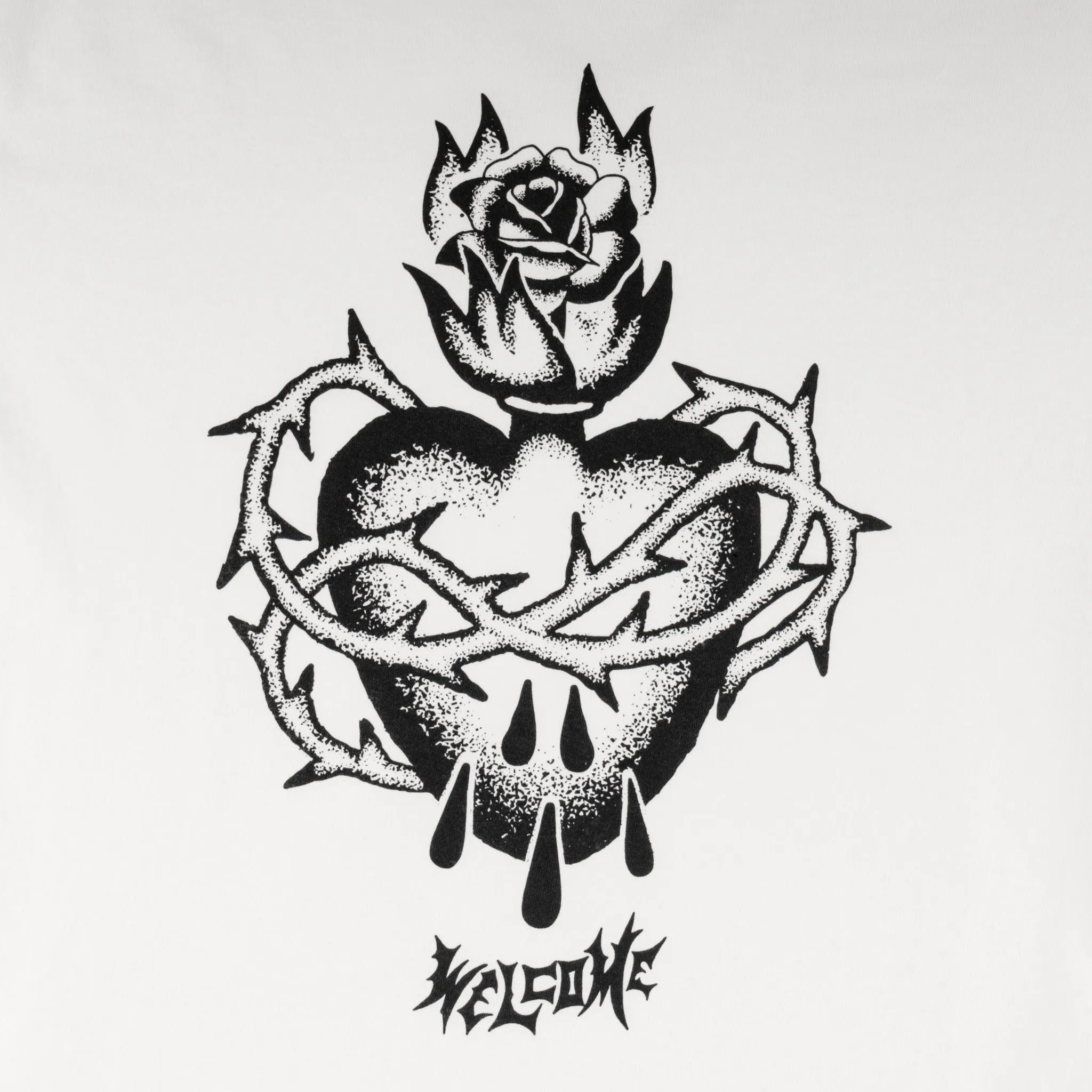 Hallowed Printed Boxy Garment-Dyed Tee - White Relaxed Torso Fit Cozy Vibes