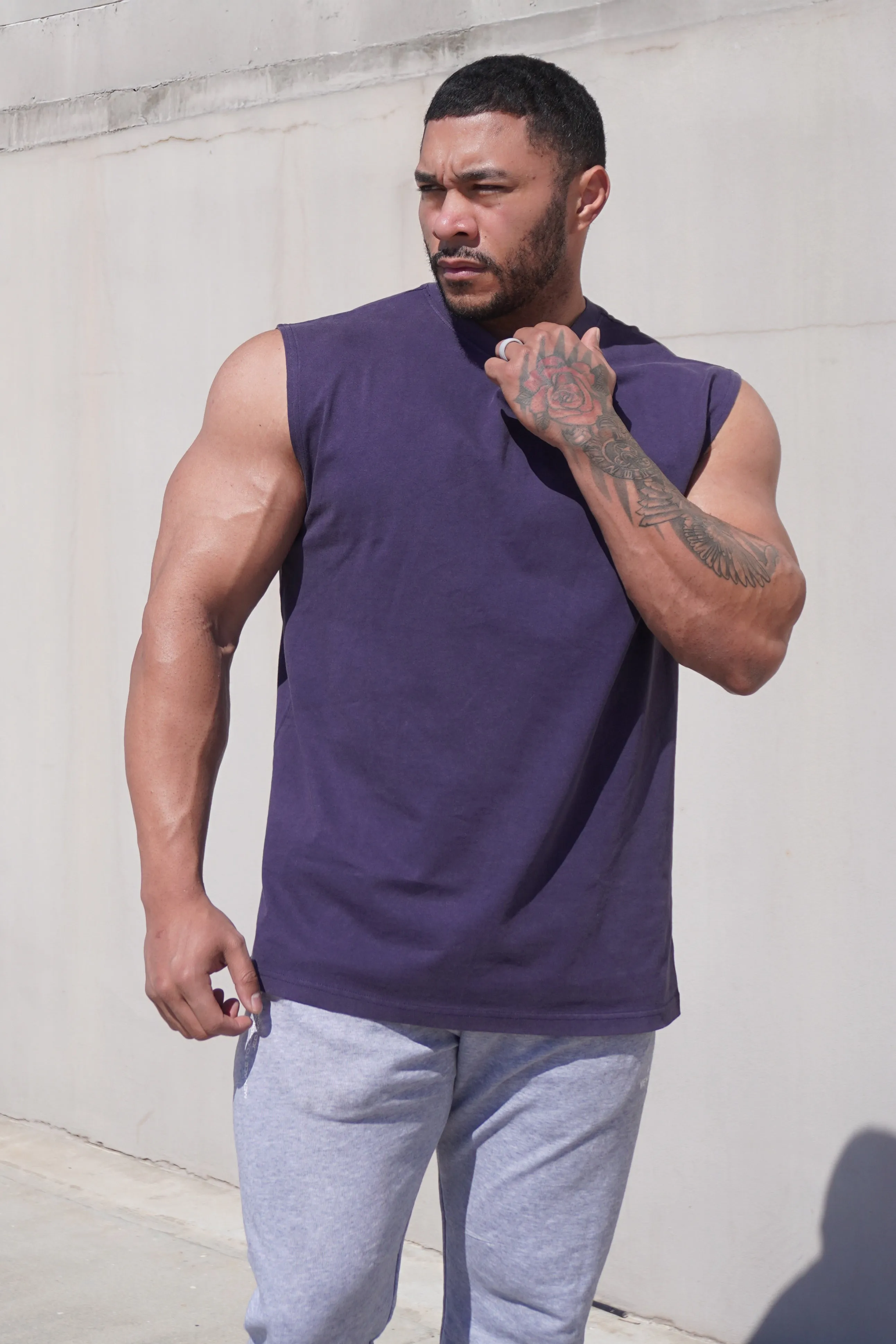 Oversized Washed Sleeveless T-Shirt - Washed Navy Ultra light