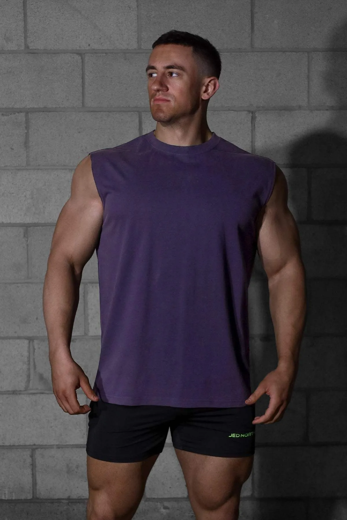 Layered Binding Edges long term storage Oversized Washed Sleeveless T-Shirt - Washed Navy