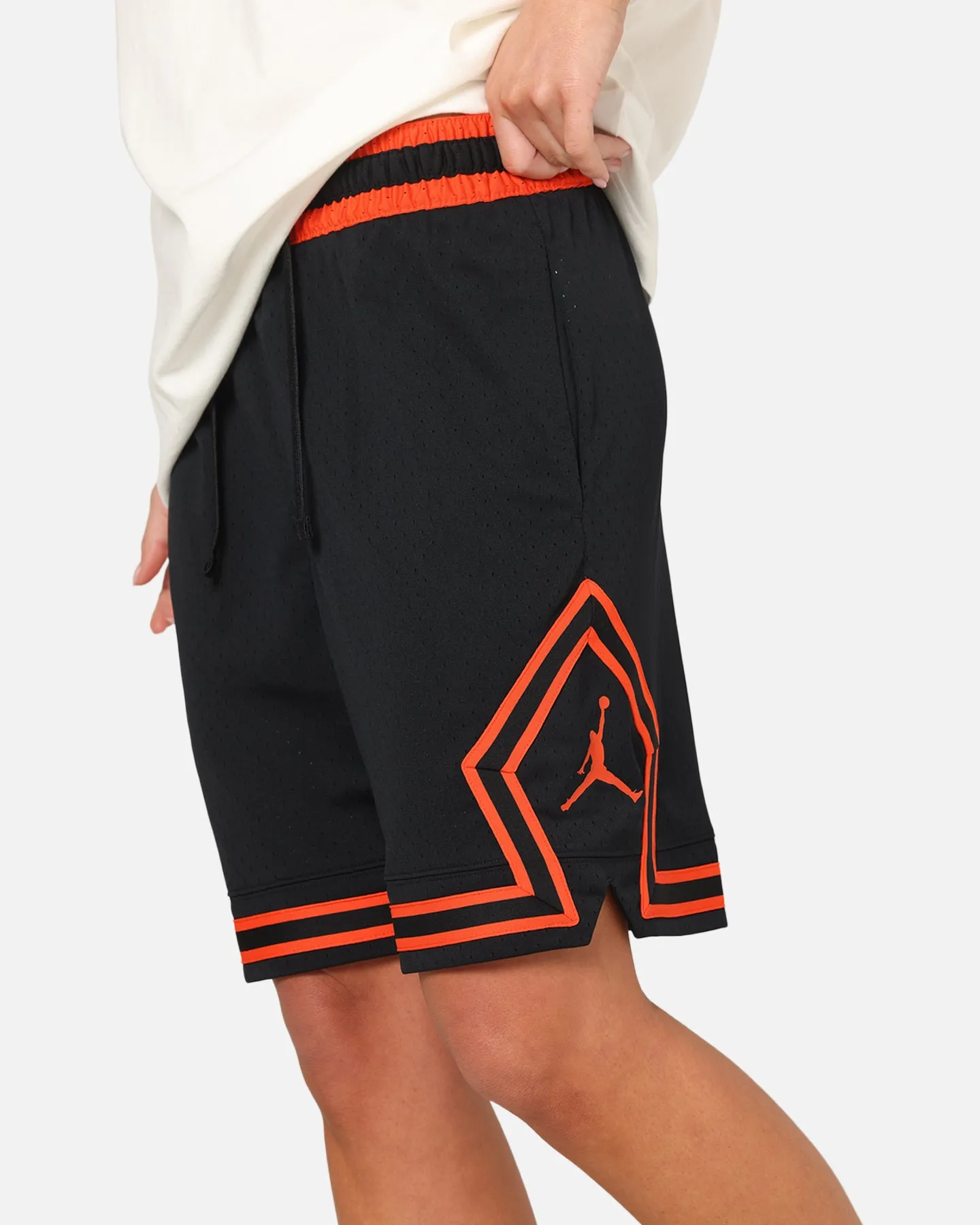 Jordan Dri-FIT Mesh Diamond Shorts Black/Orange Urban Style