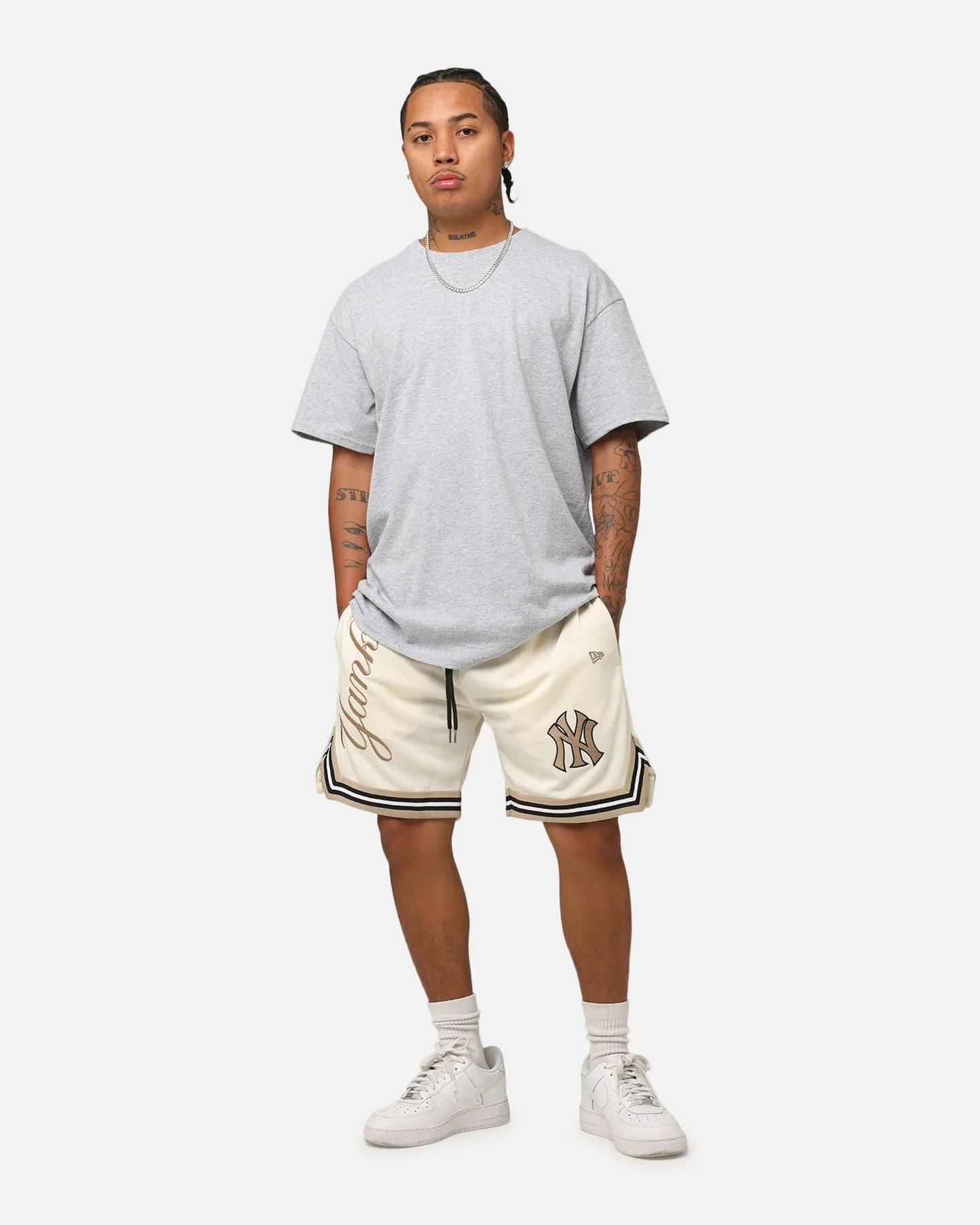 New Era New York Yankees Mesh Shorts Light Beige Sports Comfort